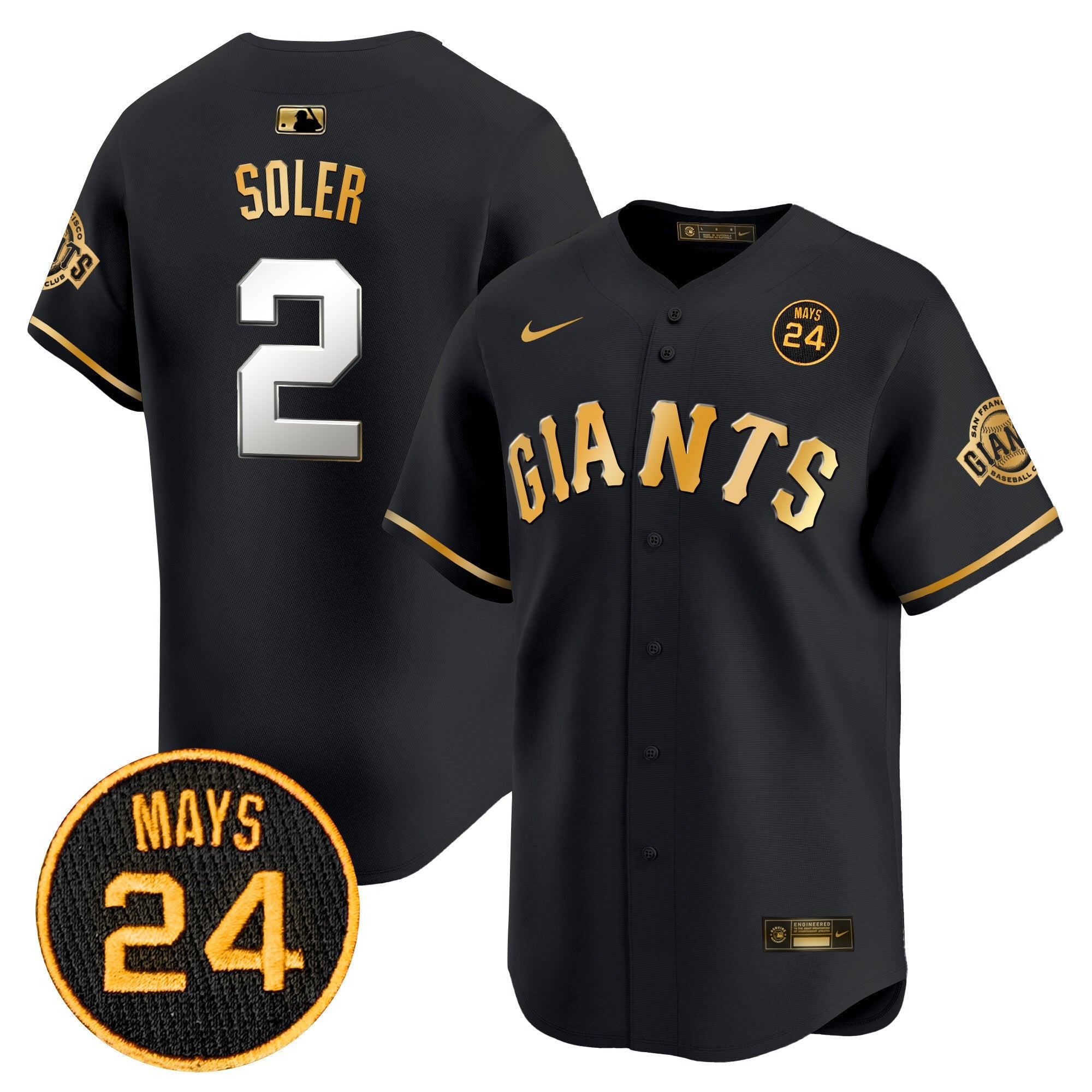 Men’s San Francisco 2024 Willie Mays Patch Vapor Premier Limited Jersey V3