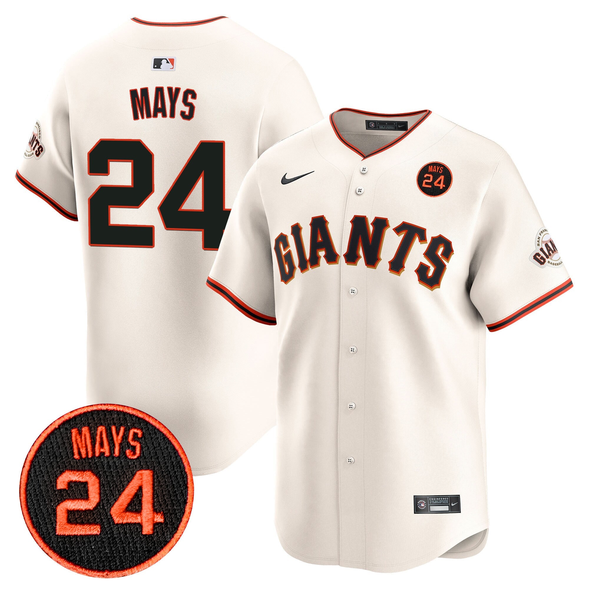 Men’s San Francisco 2024 Willie Mays Patch Vapor Premier Limited Jersey V3