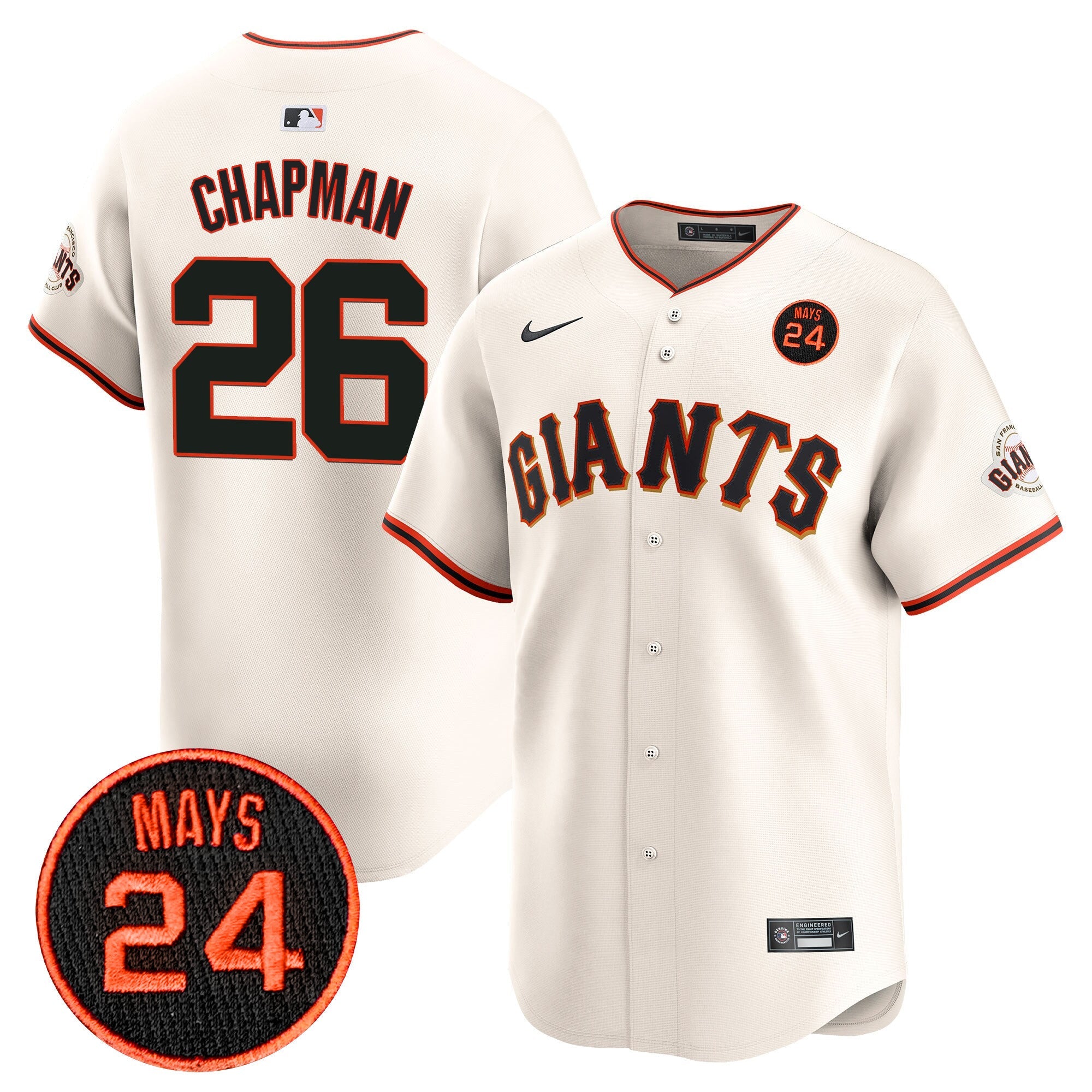 Men’s San Francisco 2024 Willie Mays Patch Vapor Premier Limited Jersey V3