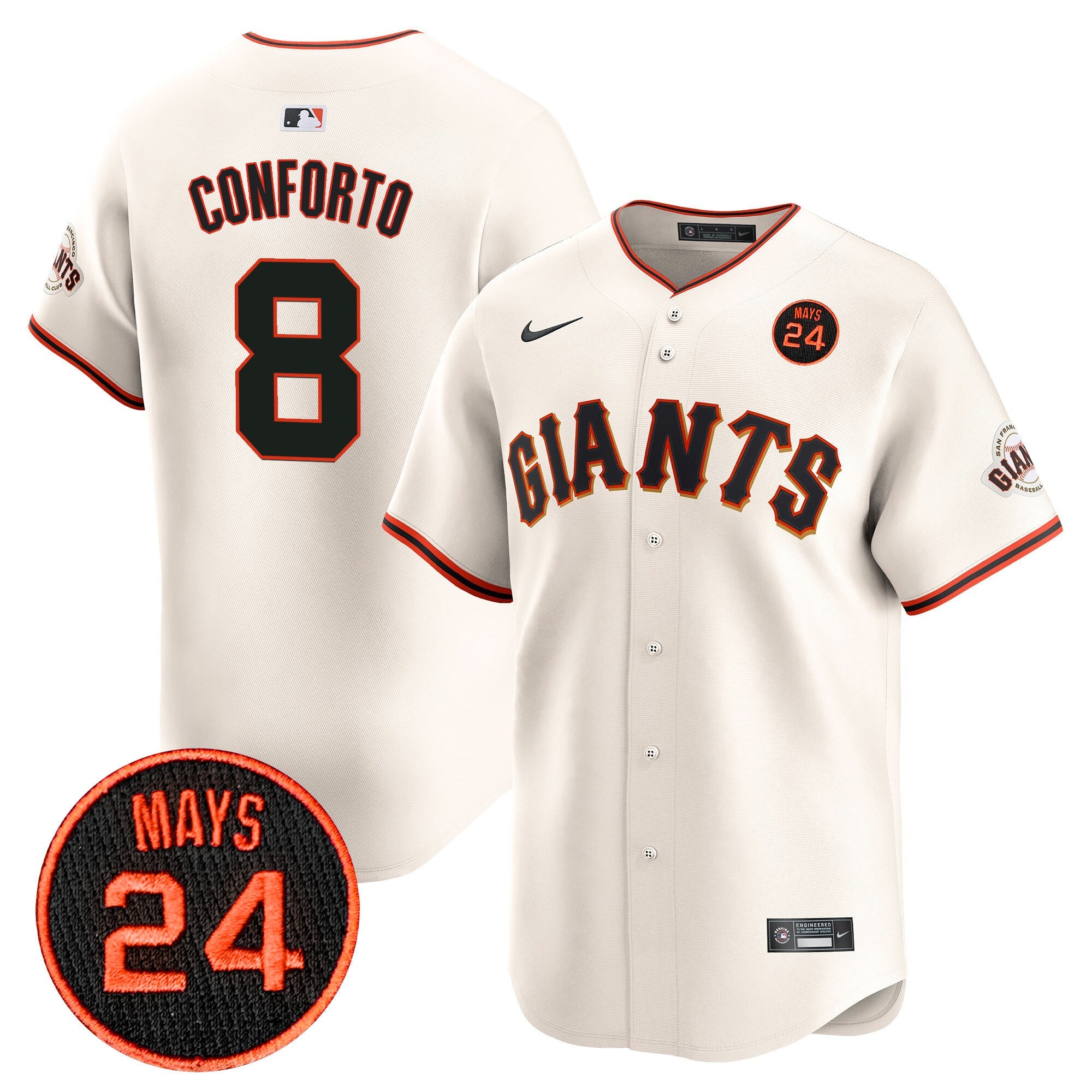 Men’s San Francisco 2024 Willie Mays Patch Vapor Premier Limited Jersey V3