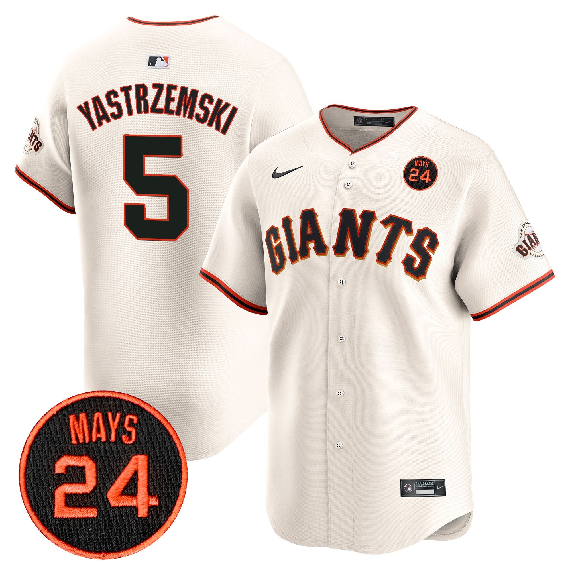 Men’s San Francisco 2024 Willie Mays Patch Vapor Premier Limited Jersey V3