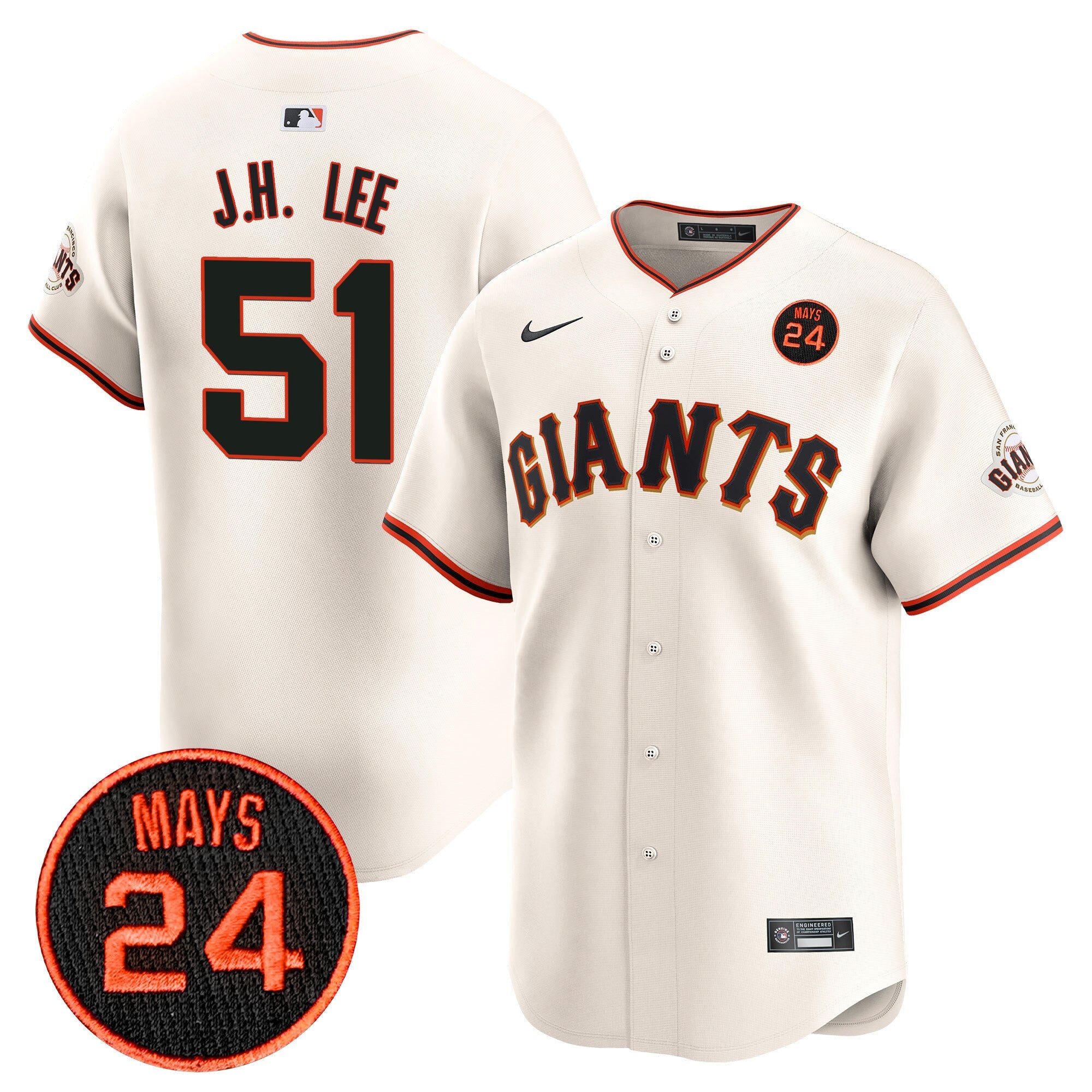 Men’s San Francisco 2024 Willie Mays Patch Vapor Premier Limited Jersey V3