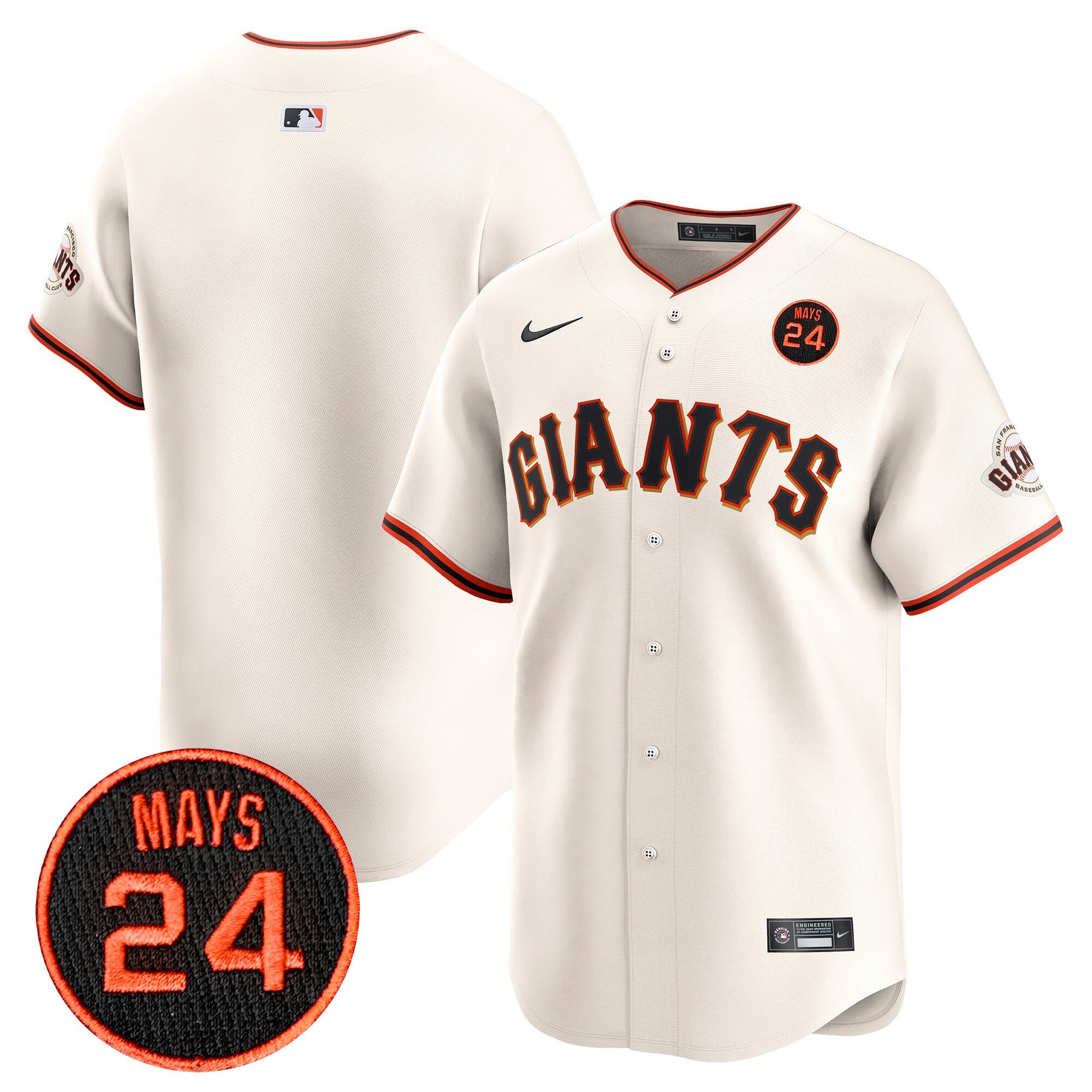 Men’s San Francisco 2024 Willie Mays Patch Vapor Premier Limited Jersey V3