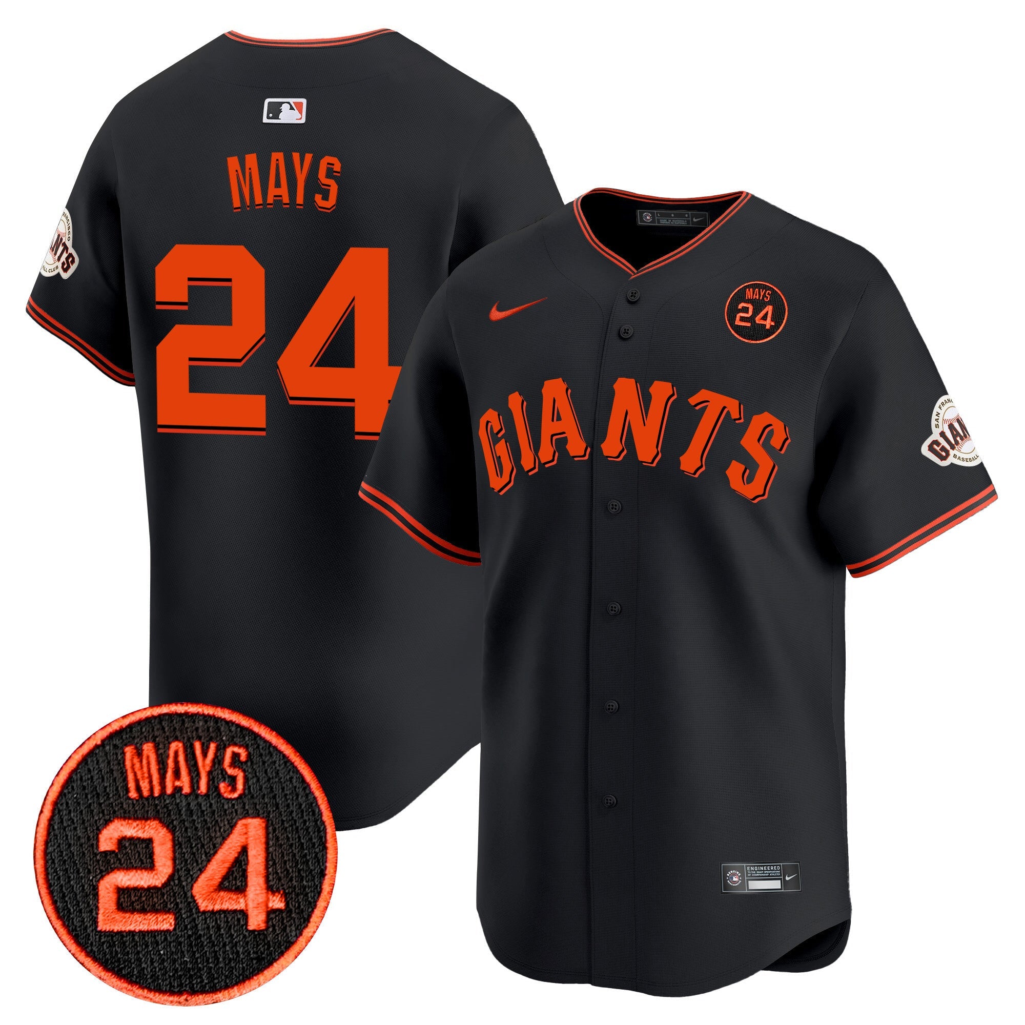 Men’s San Francisco 2024 Willie Mays Patch Vapor Premier Limited Jersey V3