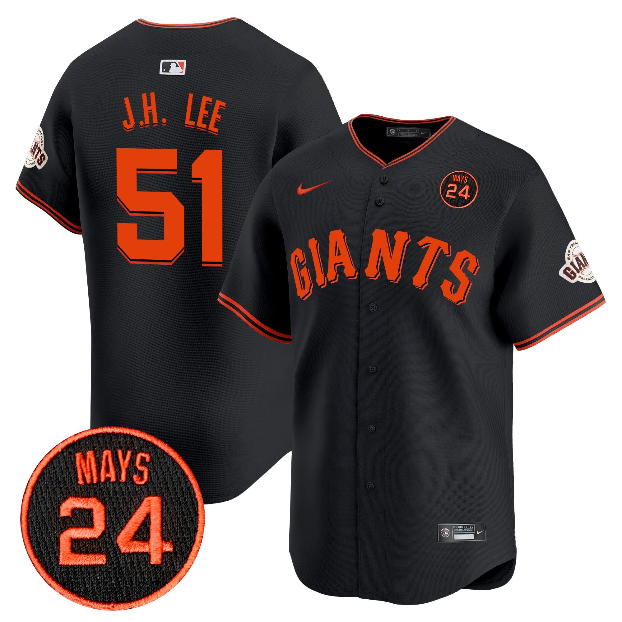 Men’s San Francisco 2024 Willie Mays Patch Vapor Premier Limited Jersey V3