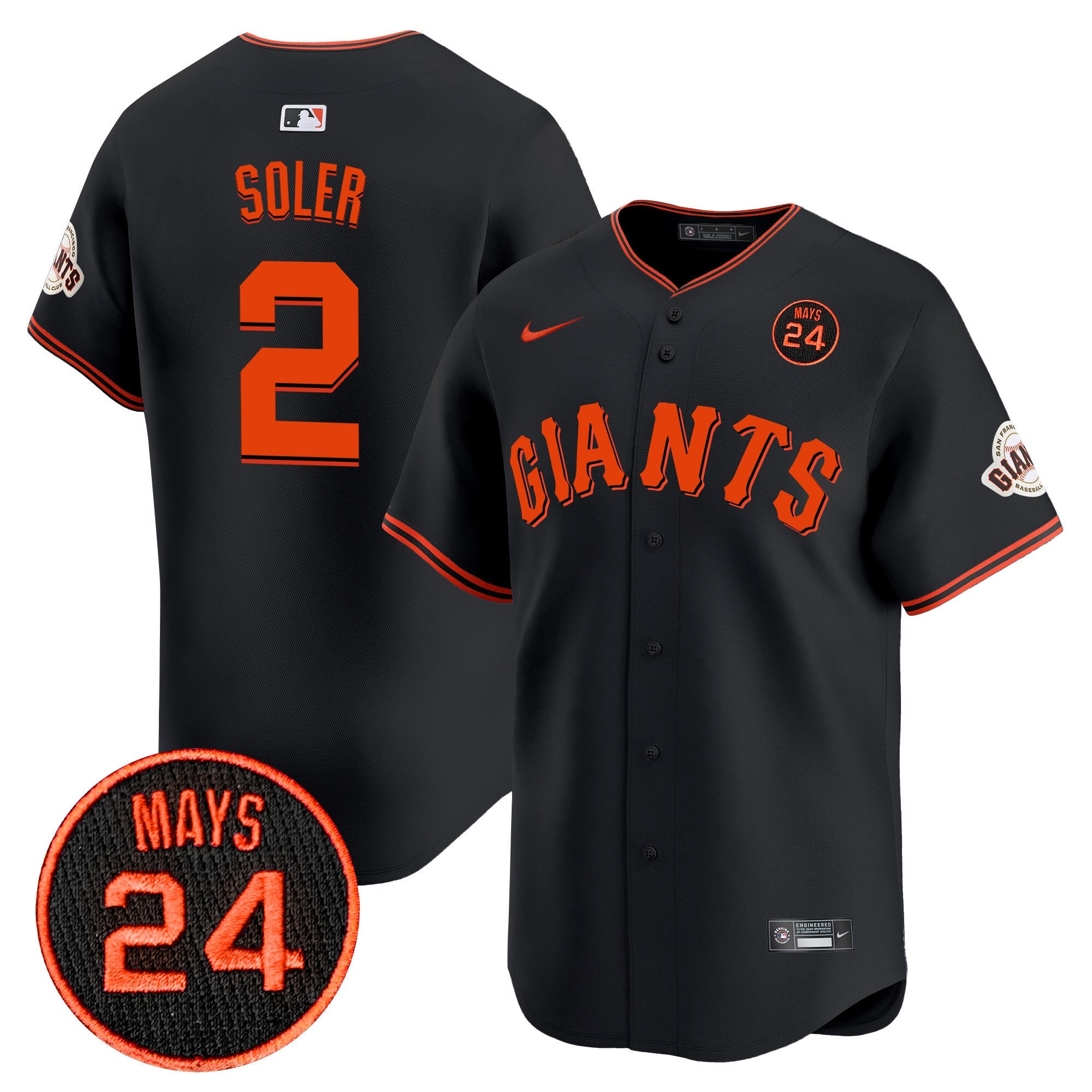 Men’s San Francisco 2024 Willie Mays Patch Vapor Premier Limited Jersey V3