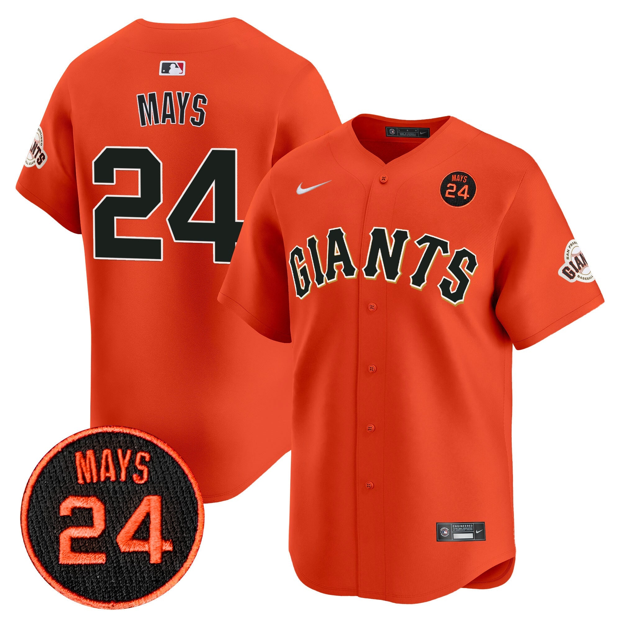 Men’s San Francisco 2024 Willie Mays Patch Vapor Premier Limited Jersey V3