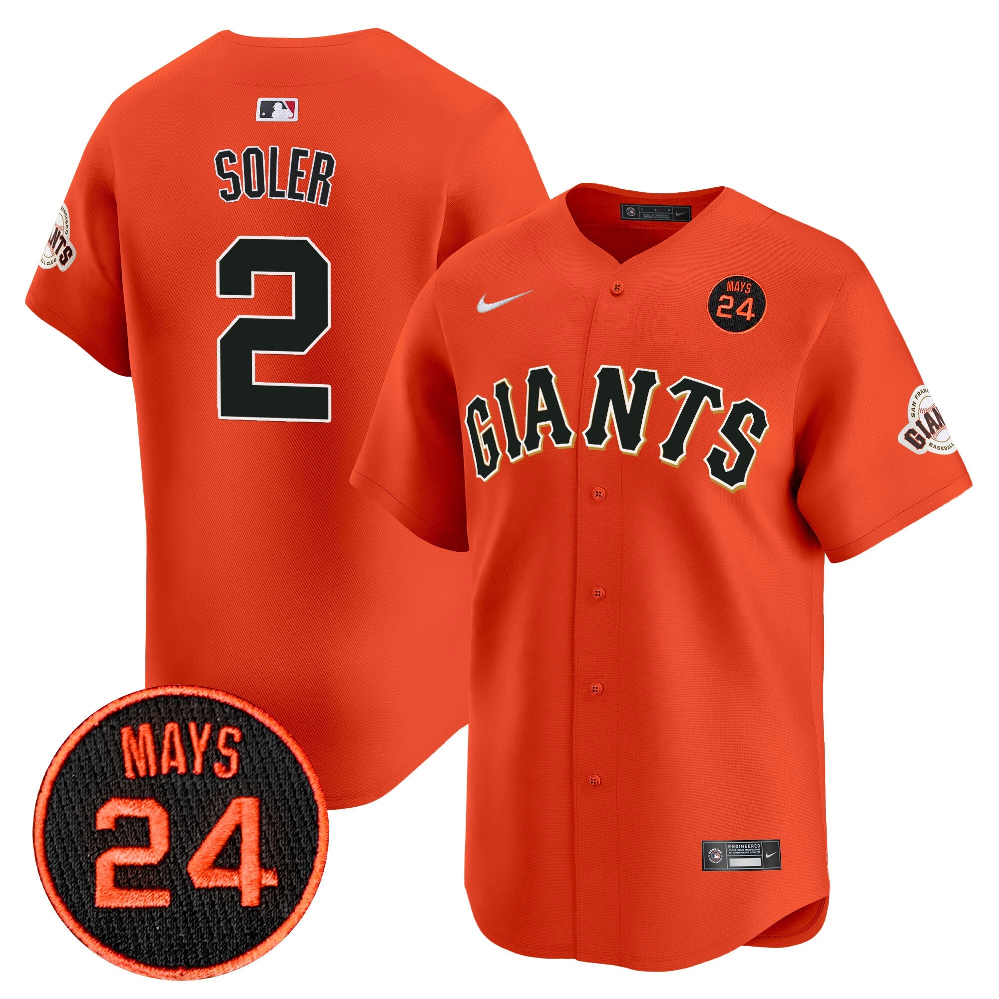 Men’s San Francisco 2024 Willie Mays Patch Vapor Premier Limited Jersey V3