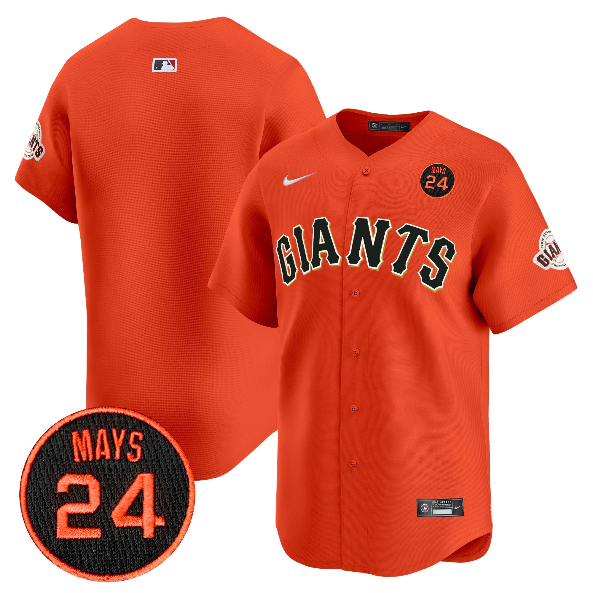 Men’s San Francisco 2024 Willie Mays Patch Vapor Premier Limited Jersey V3
