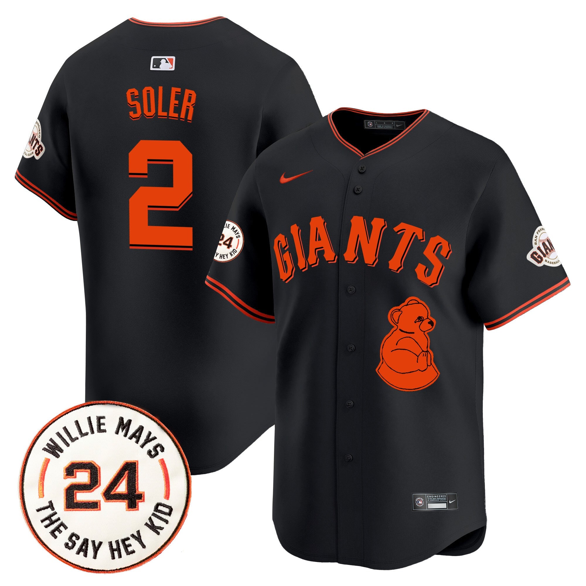 Men’s San Francisco 2024 Willie Mays Patch Vapor Premier Limited Jersey V4