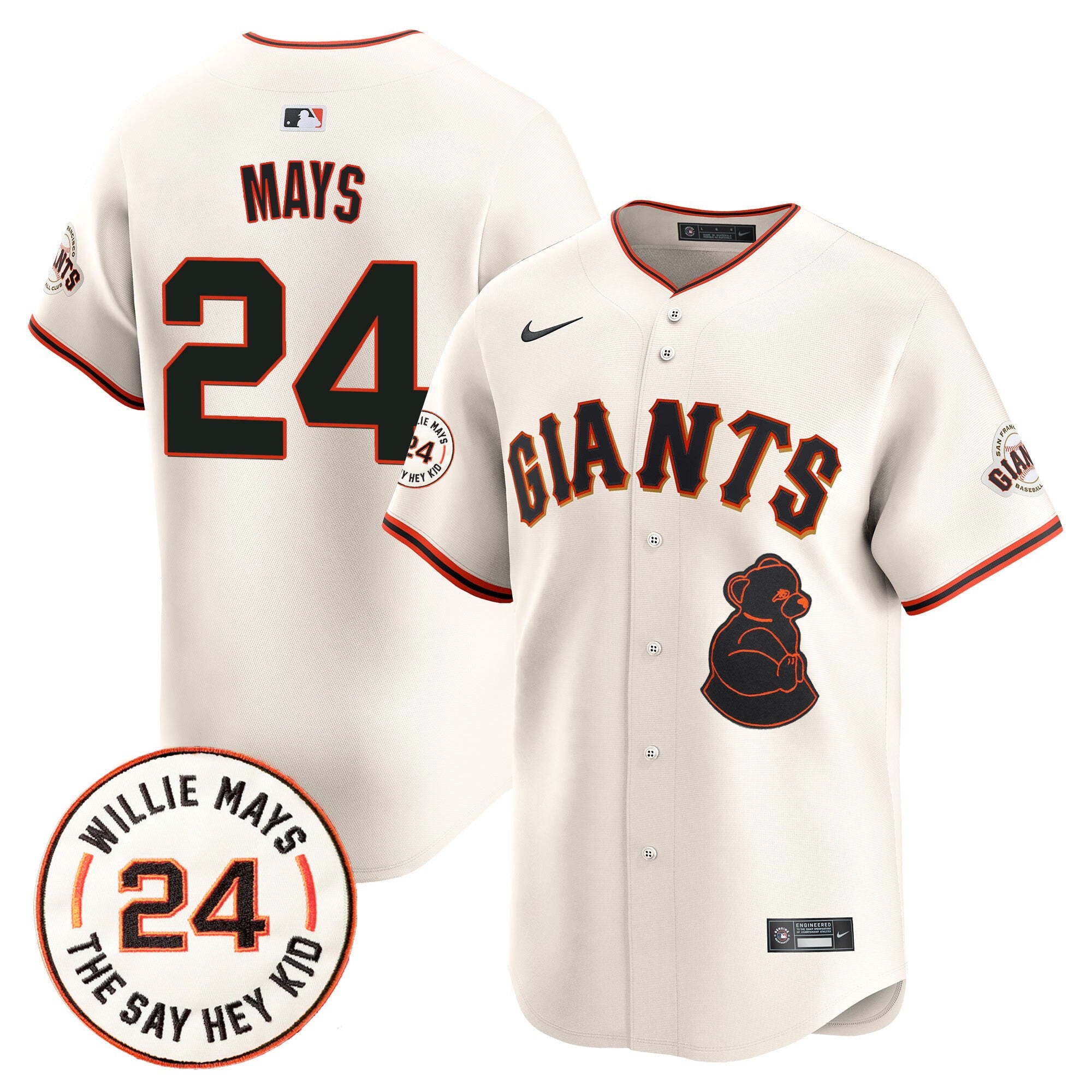 Men’s San Francisco 2024 Willie Mays Patch Vapor Premier Limited Jersey V4