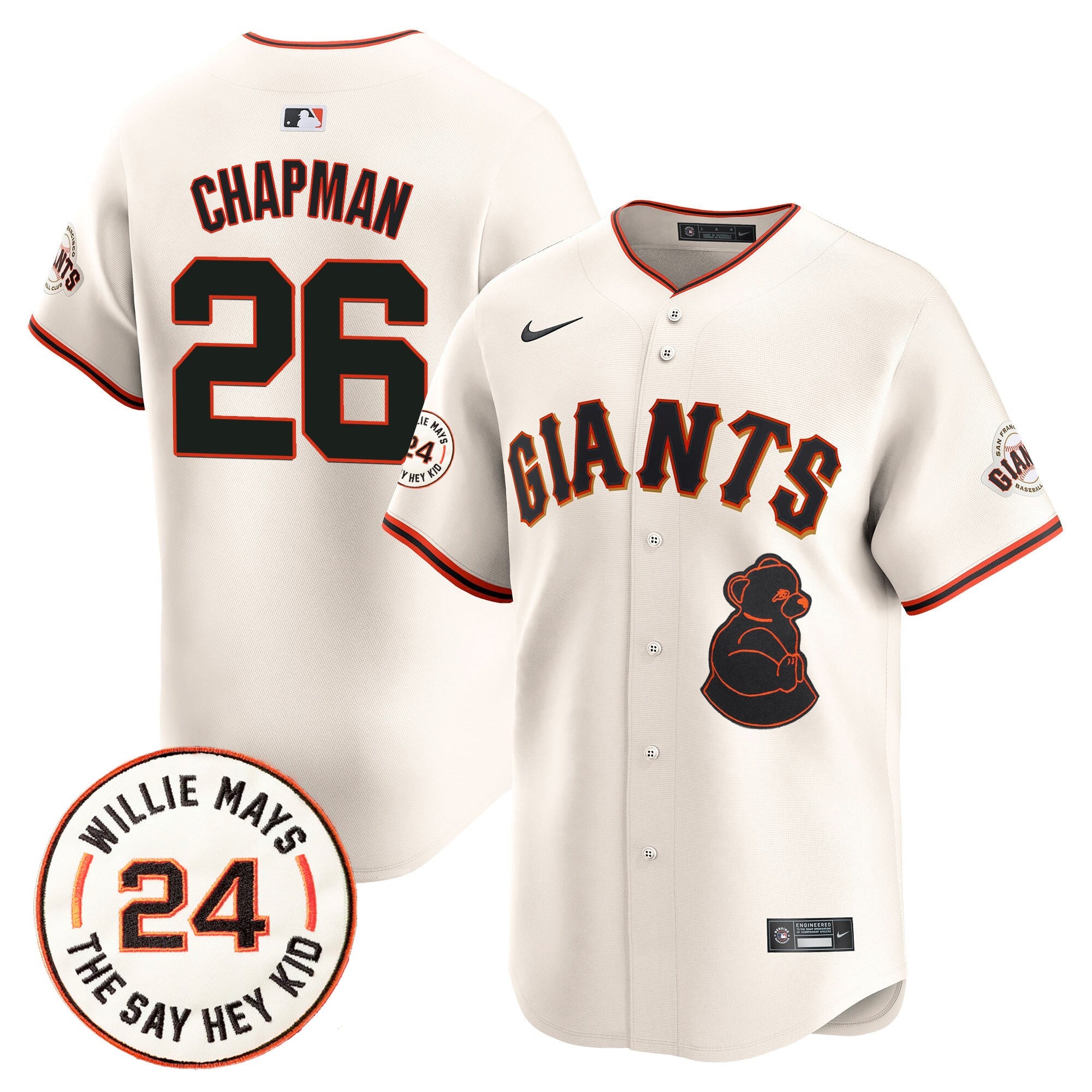 Men’s San Francisco 2024 Willie Mays Patch Vapor Premier Limited Jersey V4