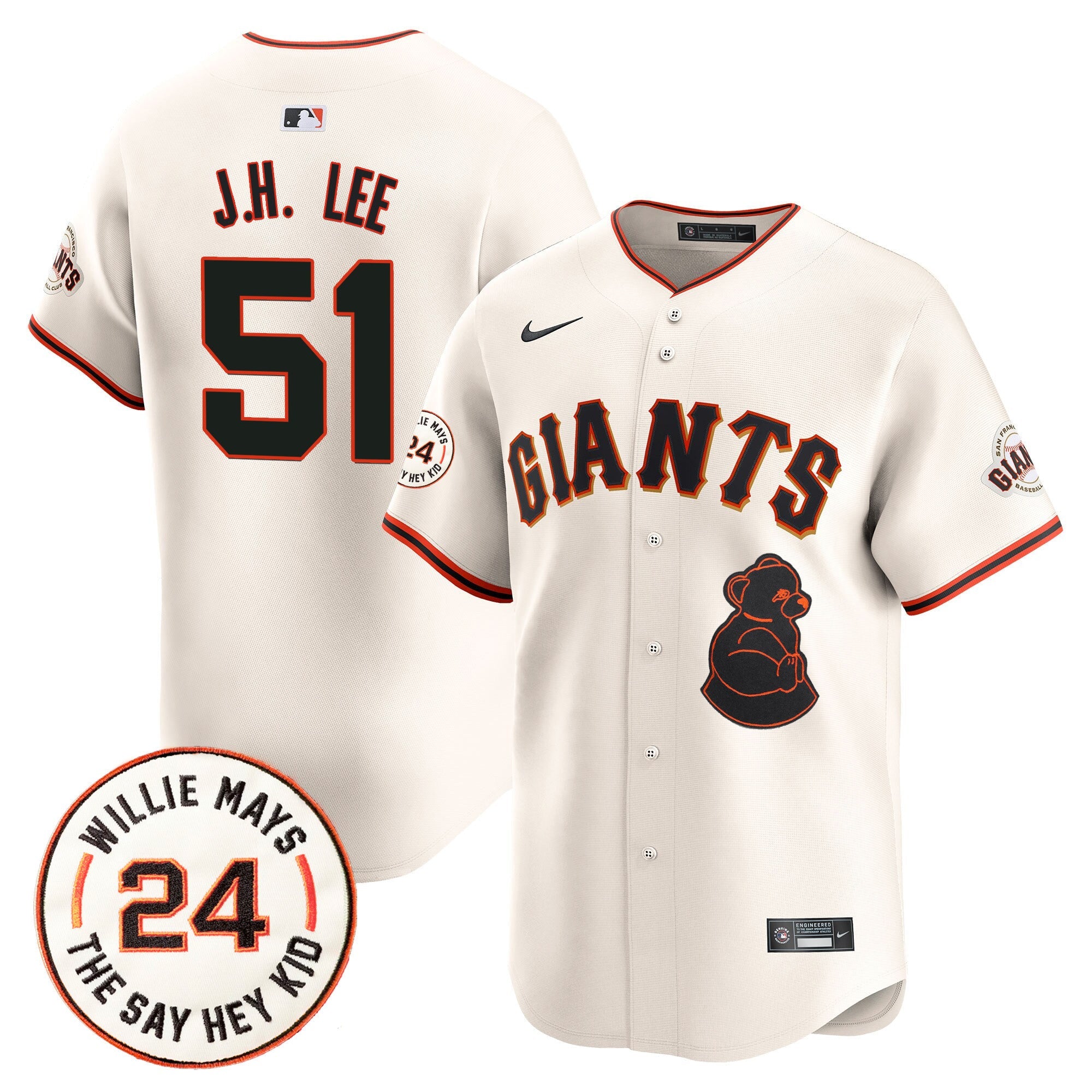 Men’s San Francisco 2024 Willie Mays Patch Vapor Premier Limited Jersey V4