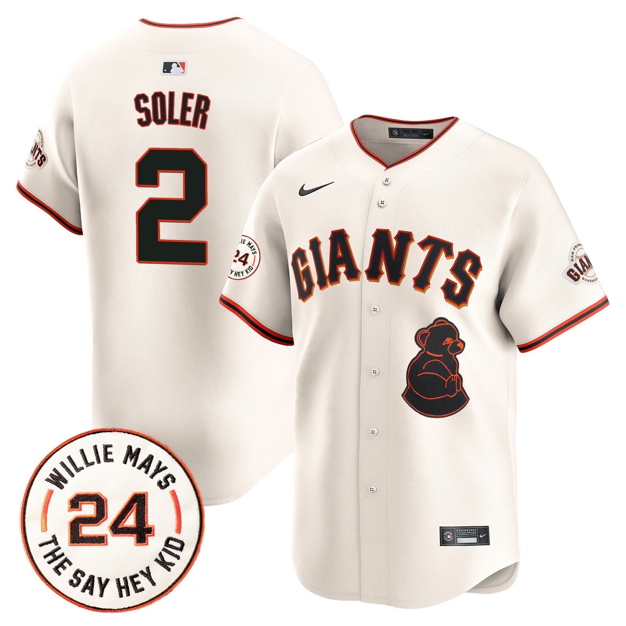 Men’s San Francisco 2024 Willie Mays Patch Vapor Premier Limited Jersey V4
