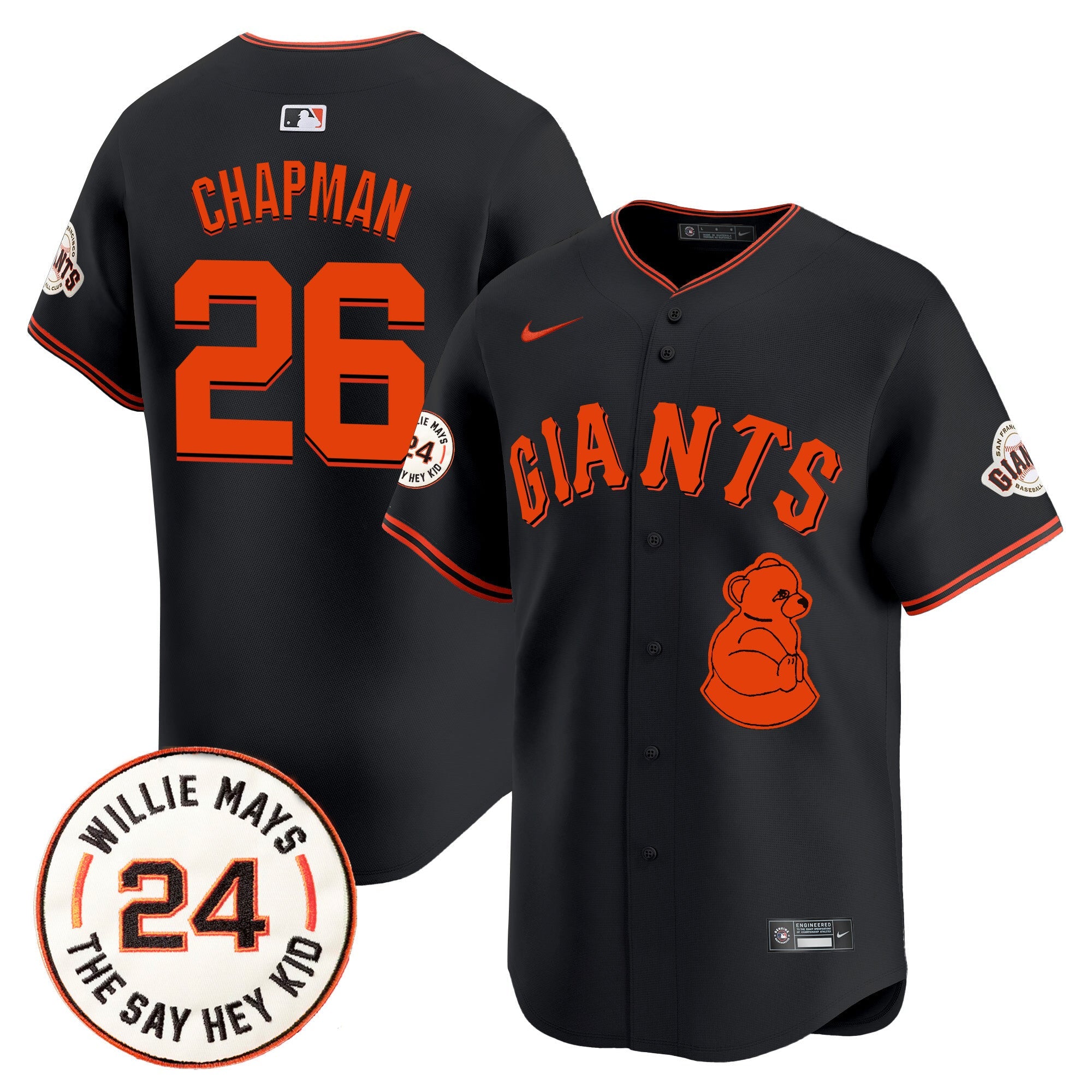 Men’s San Francisco 2024 Willie Mays Patch Vapor Premier Limited Jersey V4