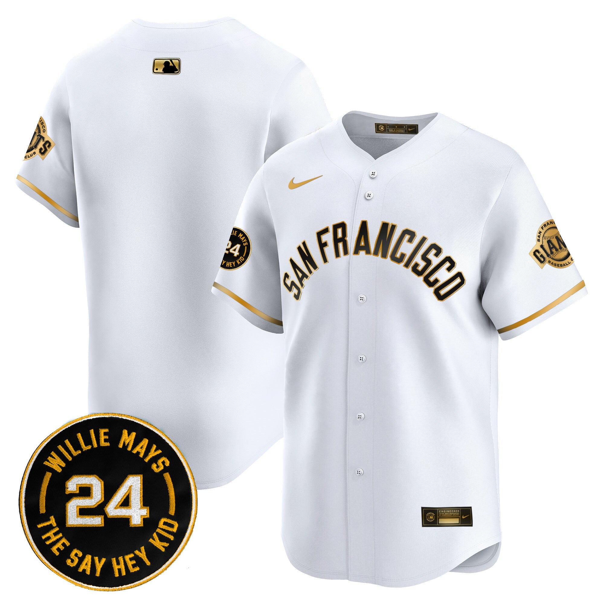Men’s San Francisco 2024 Willie Mays Patch Vapor Premier Limited Jersey V5