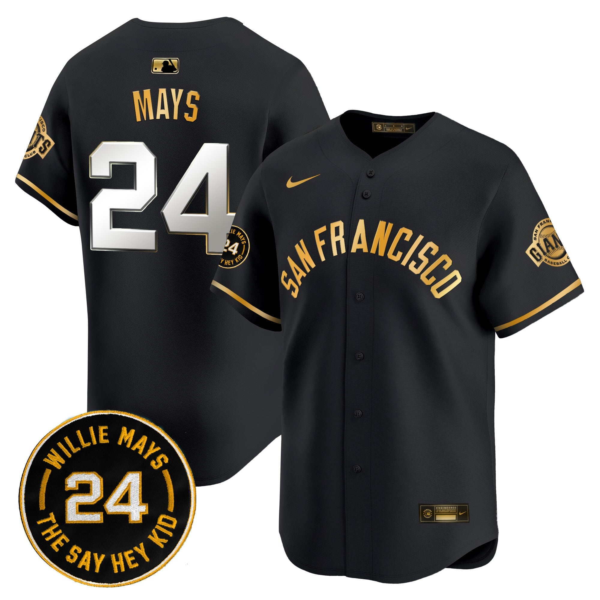 Men’s San Francisco 2024 Willie Mays Patch Vapor Premier Limited Jersey V5