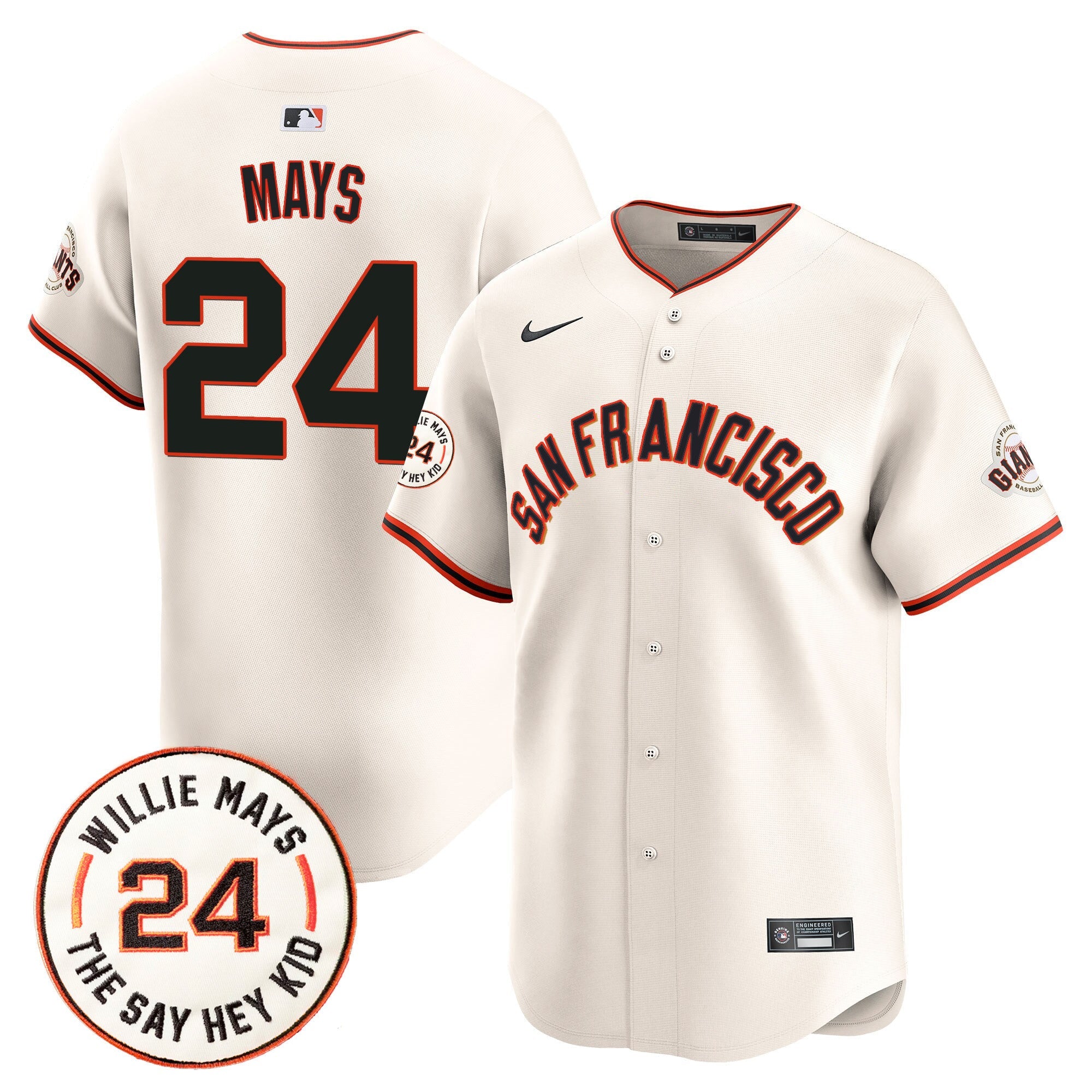 Men’s San Francisco 2024 Willie Mays Patch Vapor Premier Limited Jersey V5