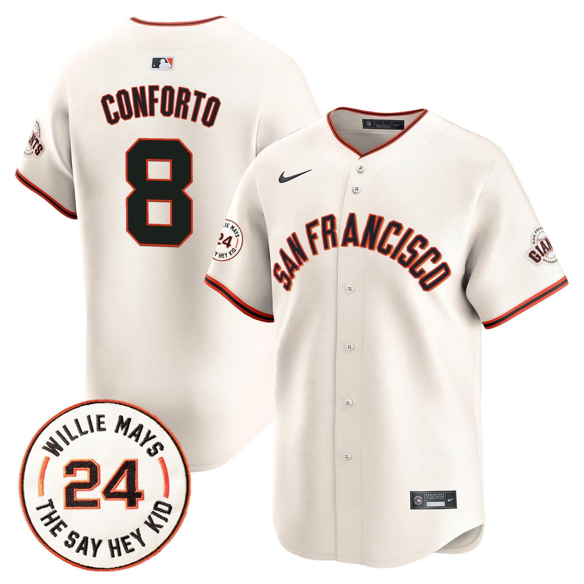 Men’s San Francisco 2024 Willie Mays Patch Vapor Premier Limited Jersey V5