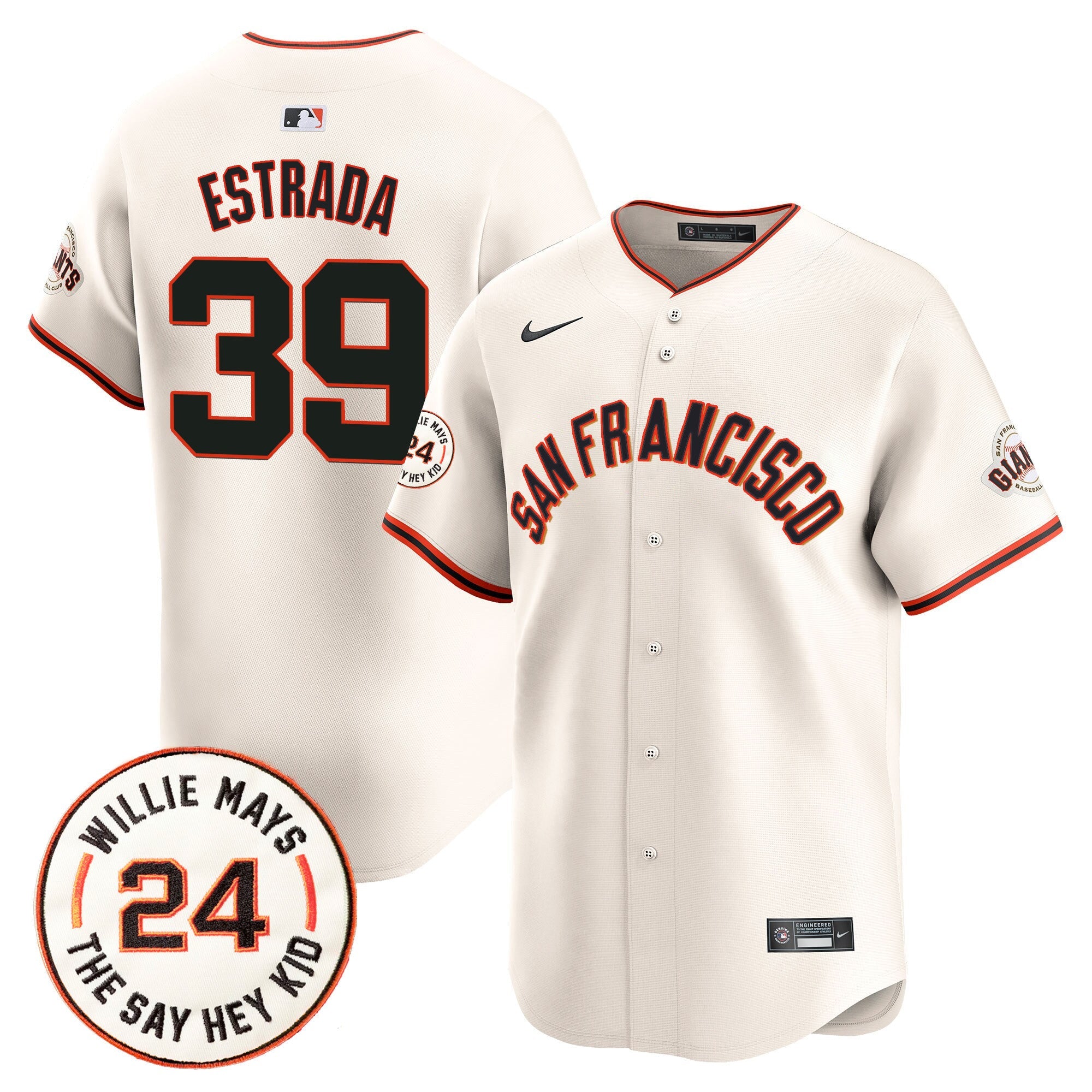 Men’s San Francisco 2024 Willie Mays Patch Vapor Premier Limited Jersey V5