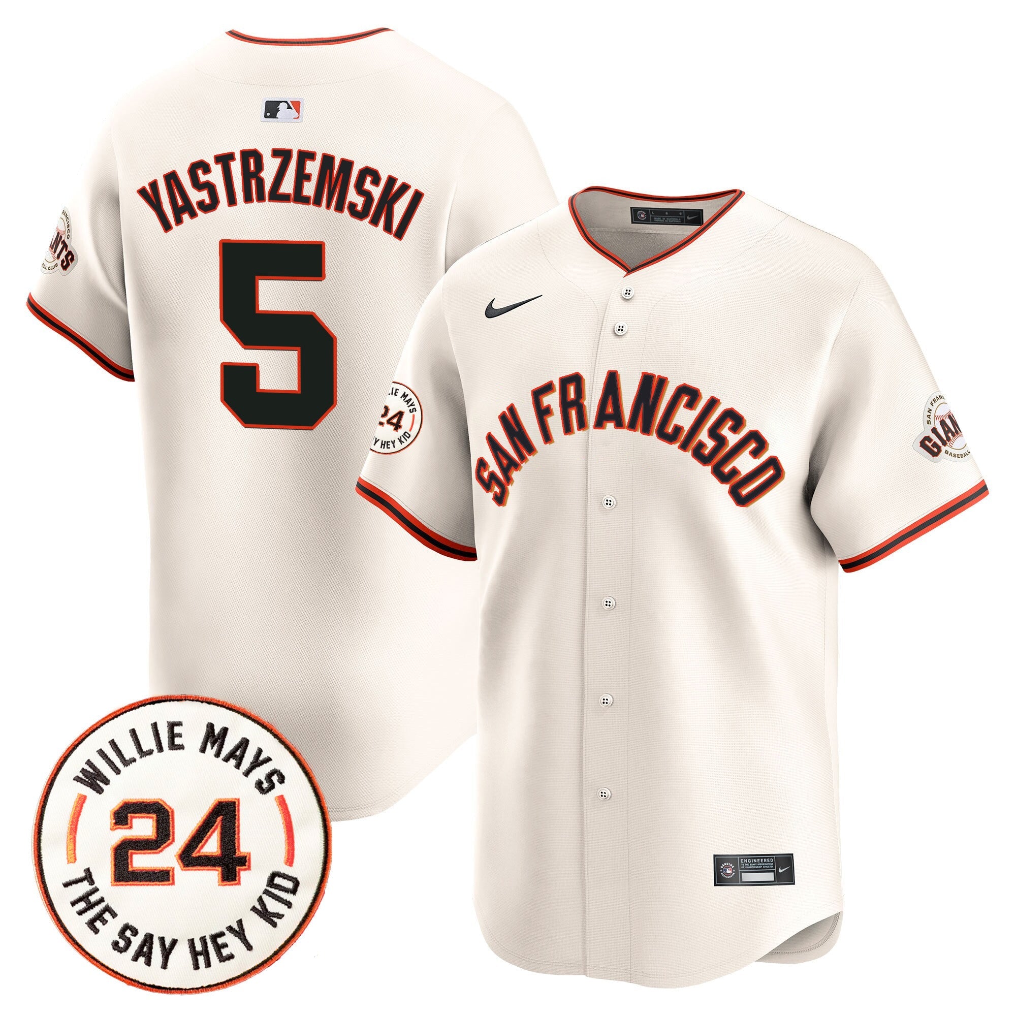 Men’s San Francisco 2024 Willie Mays Patch Vapor Premier Limited Jersey V5