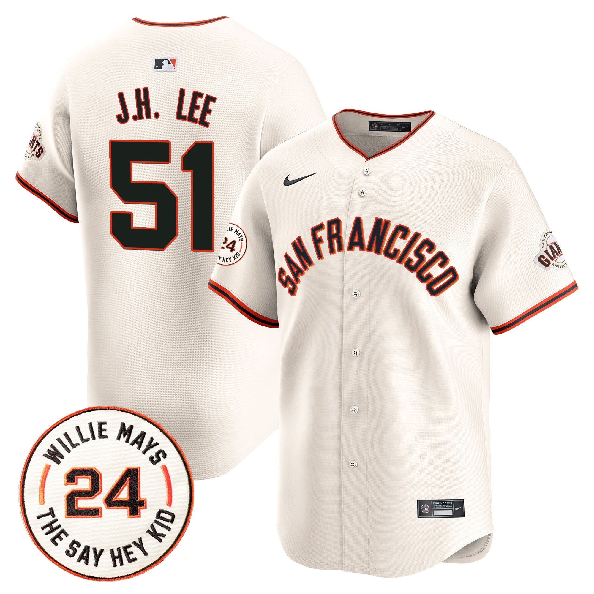 Men’s San Francisco 2024 Willie Mays Patch Vapor Premier Limited Jersey V5