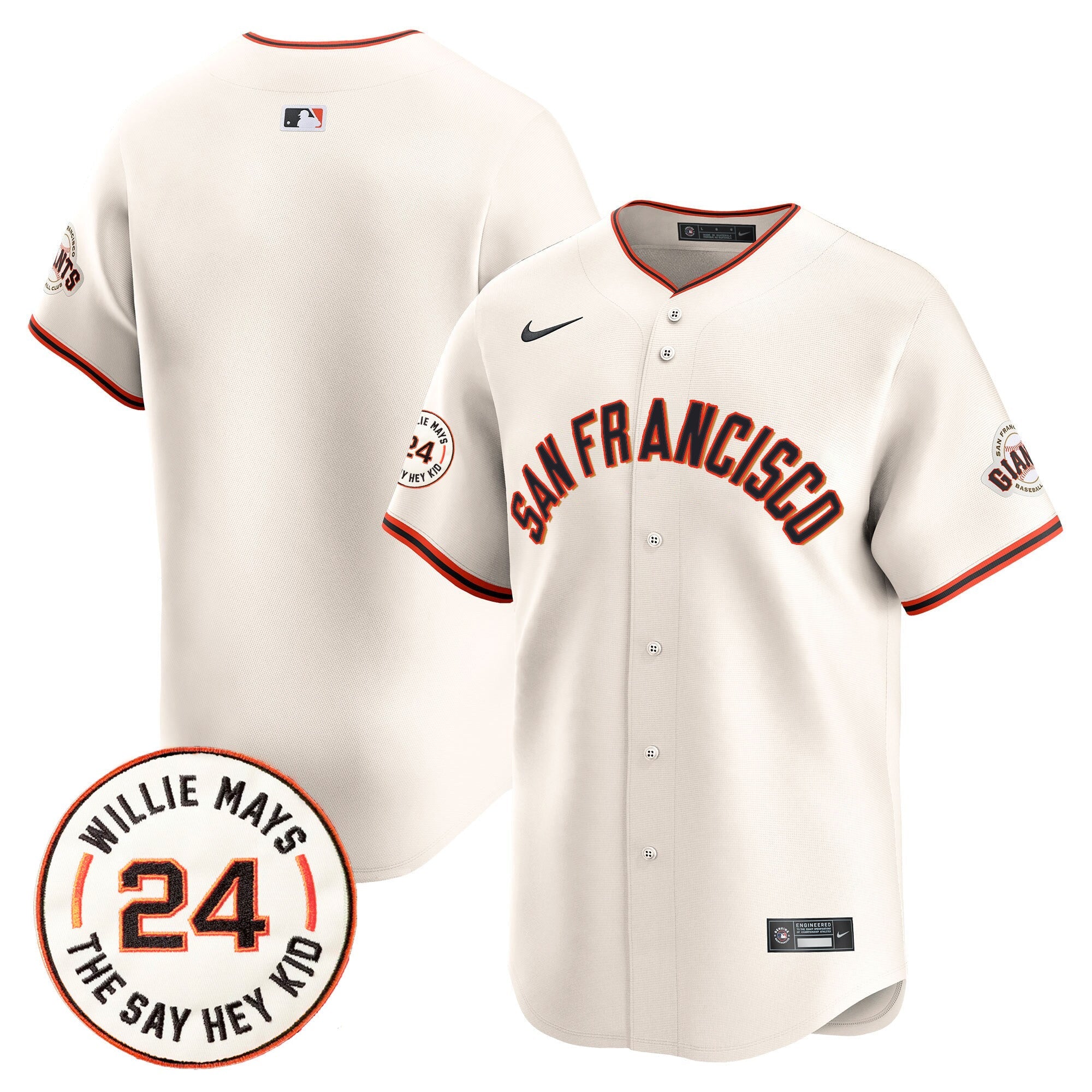 Men’s San Francisco 2024 Willie Mays Patch Vapor Premier Limited Jersey V5