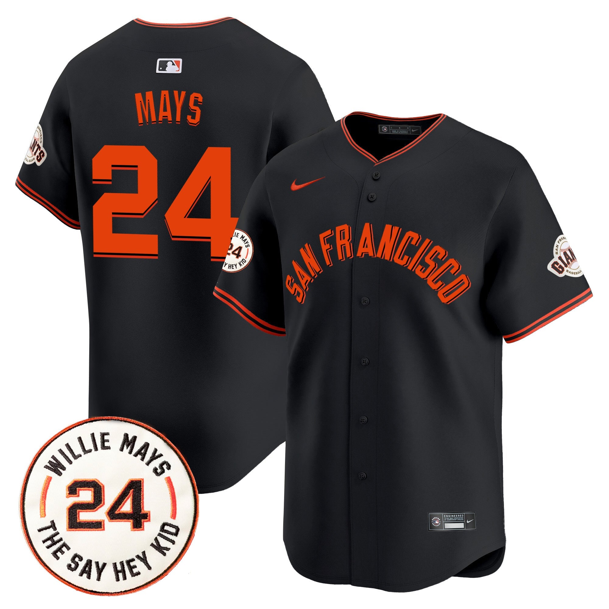 Men’s San Francisco 2024 Willie Mays Patch Vapor Premier Limited Jersey V5