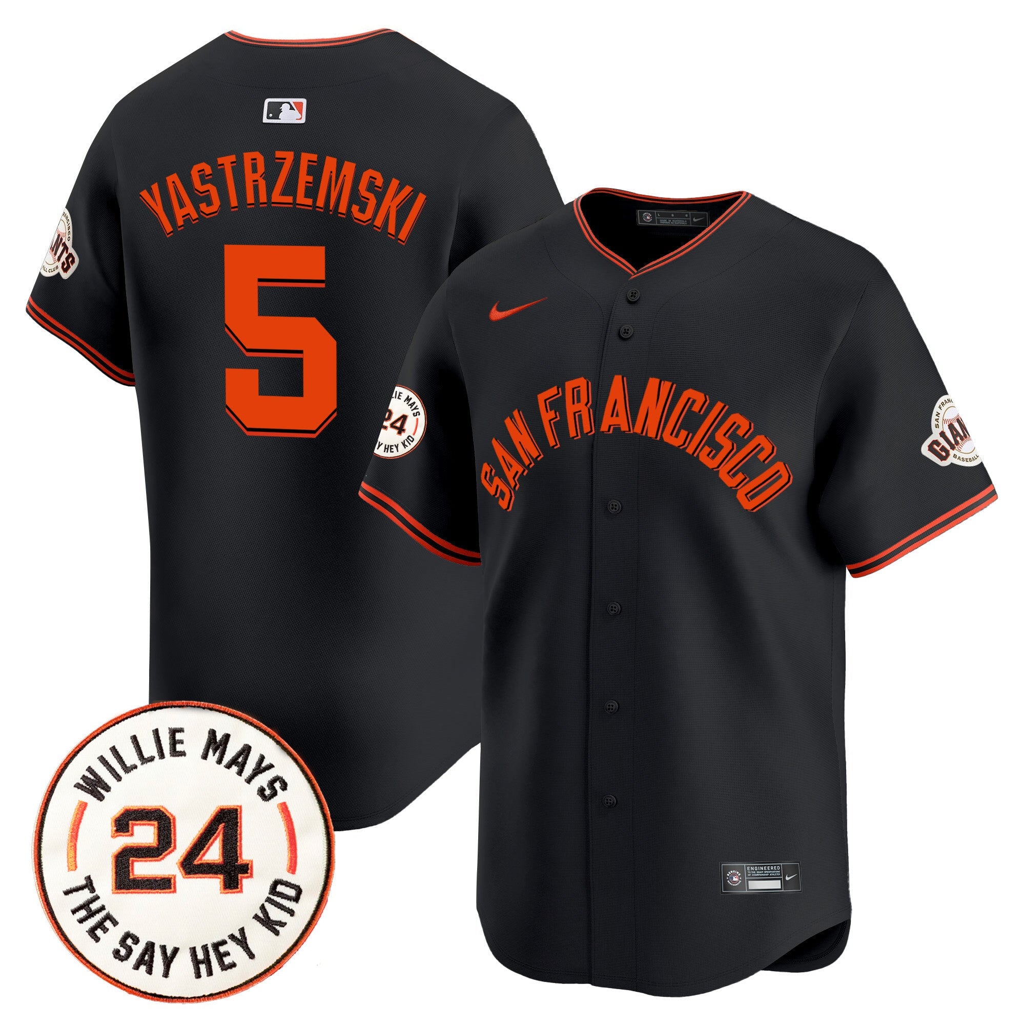 Men’s San Francisco 2024 Willie Mays Patch Vapor Premier Limited Jersey V5