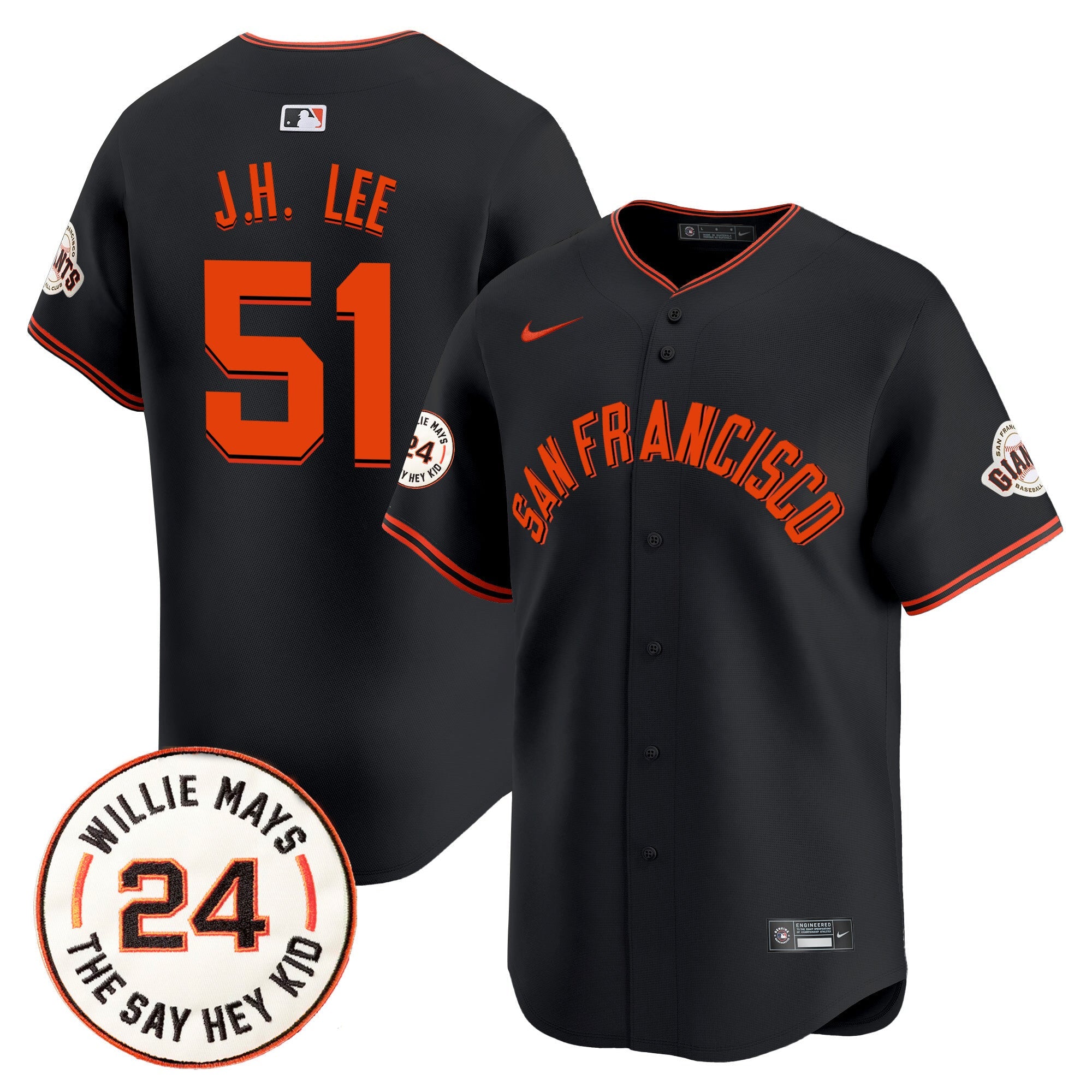 Men’s San Francisco 2024 Willie Mays Patch Vapor Premier Limited Jersey V5