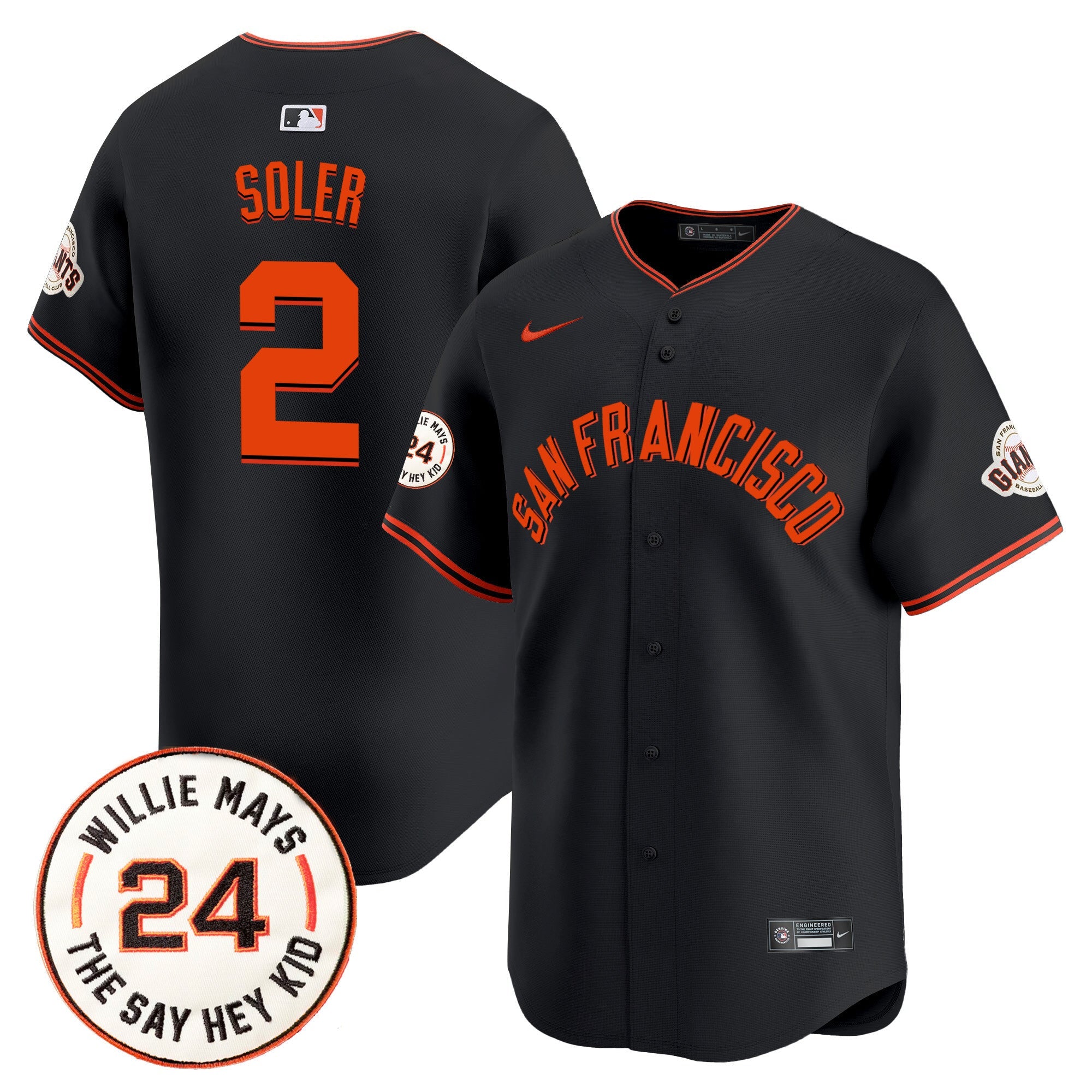 Men’s San Francisco 2024 Willie Mays Patch Vapor Premier Limited Jersey V5