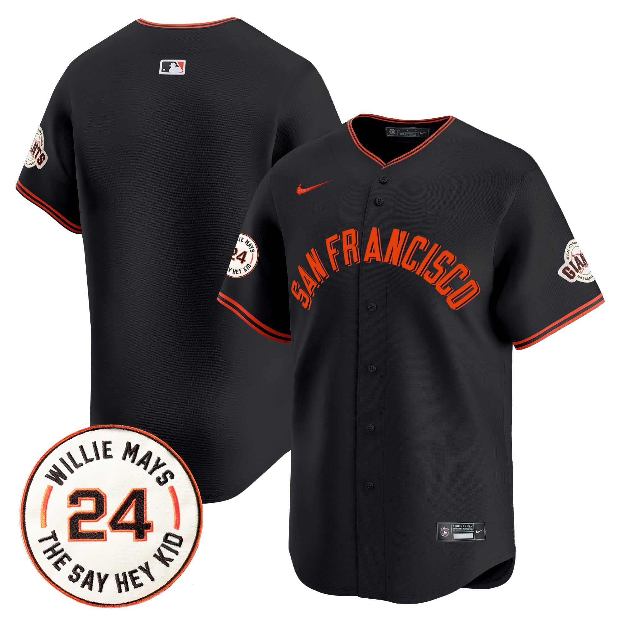 Men’s San Francisco 2024 Willie Mays Patch Vapor Premier Limited Jersey V5