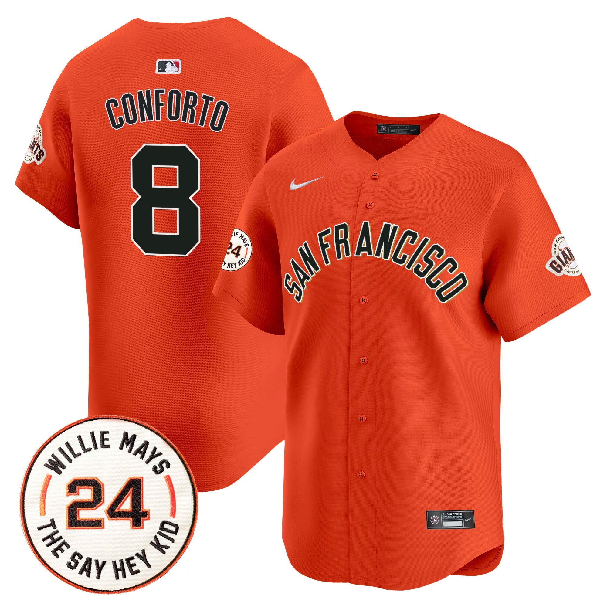 Men’s San Francisco 2024 Willie Mays Patch Vapor Premier Limited Jersey V5