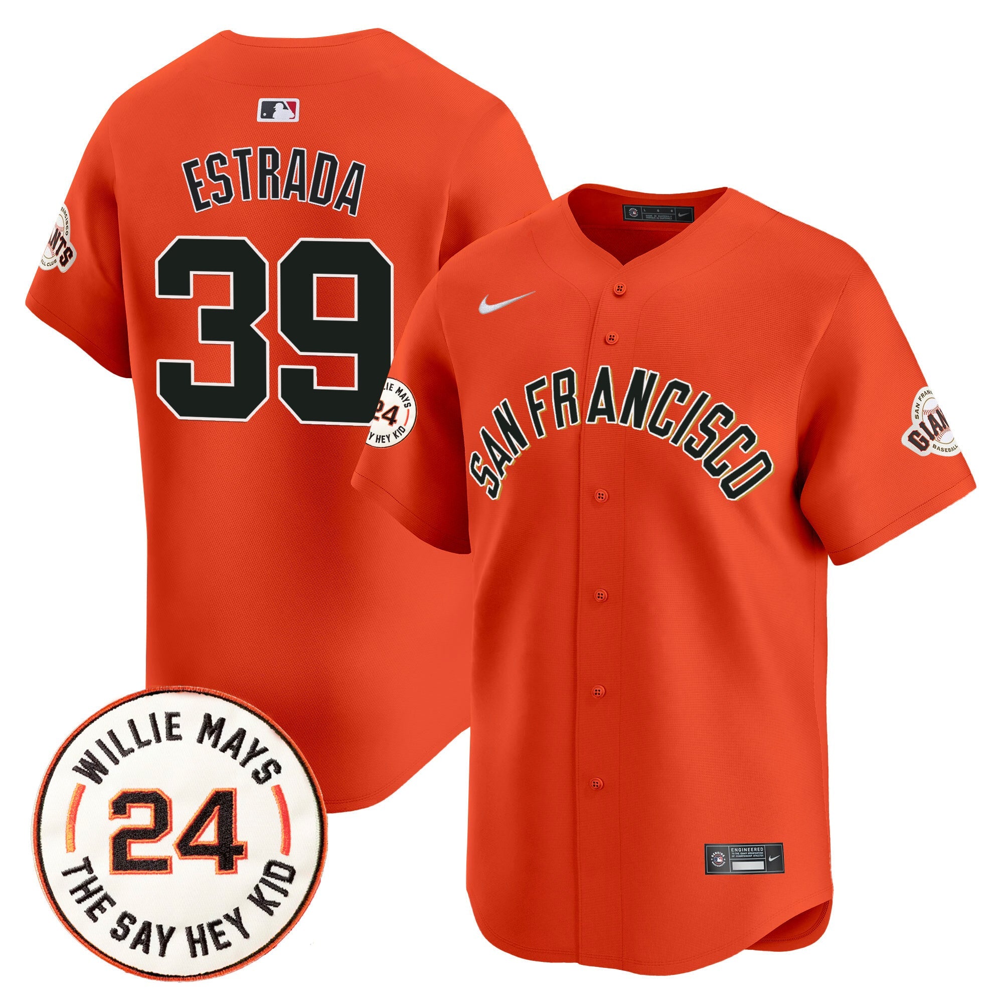 Men’s San Francisco 2024 Willie Mays Patch Vapor Premier Limited Jersey V5