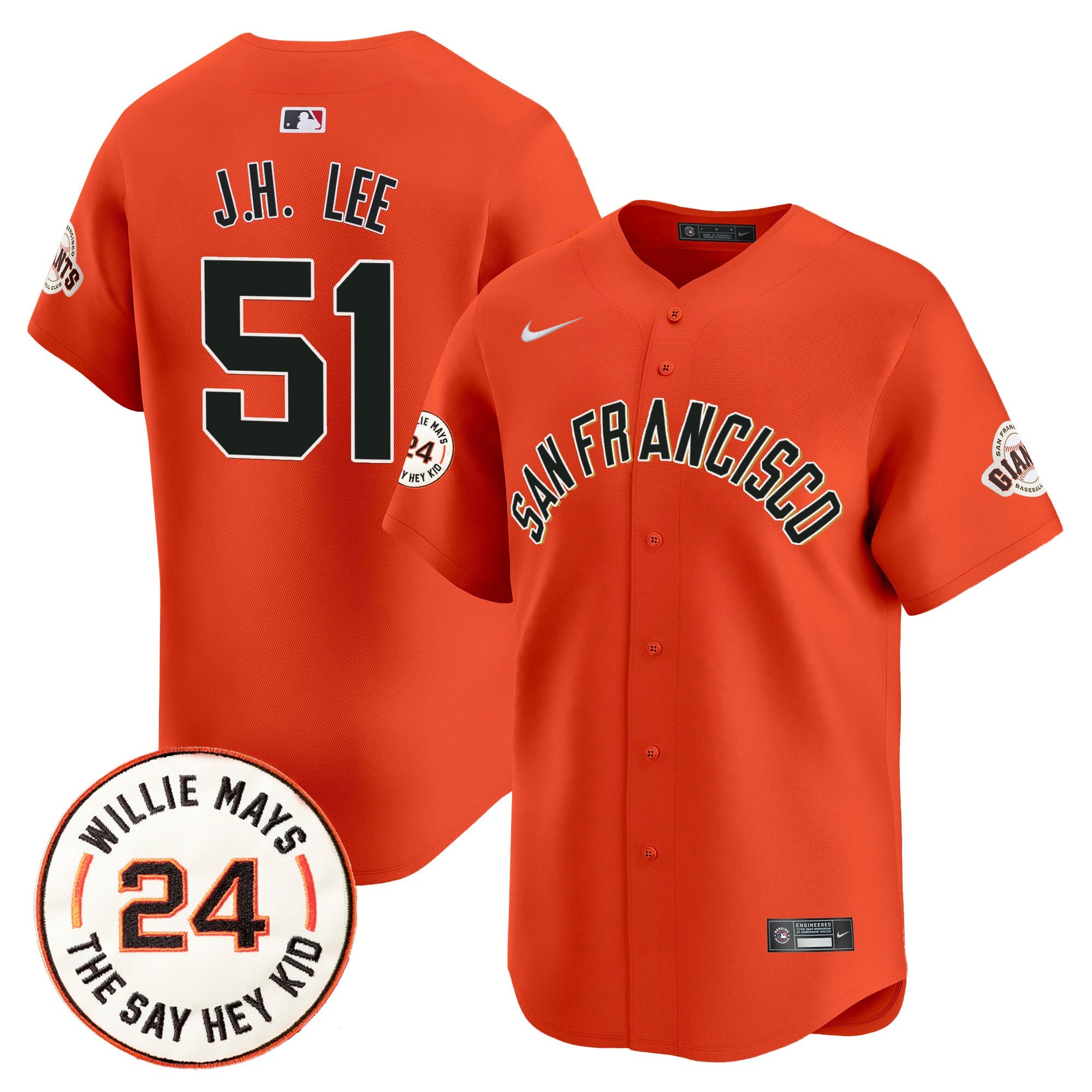 Men’s San Francisco 2024 Willie Mays Patch Vapor Premier Limited Jersey V5