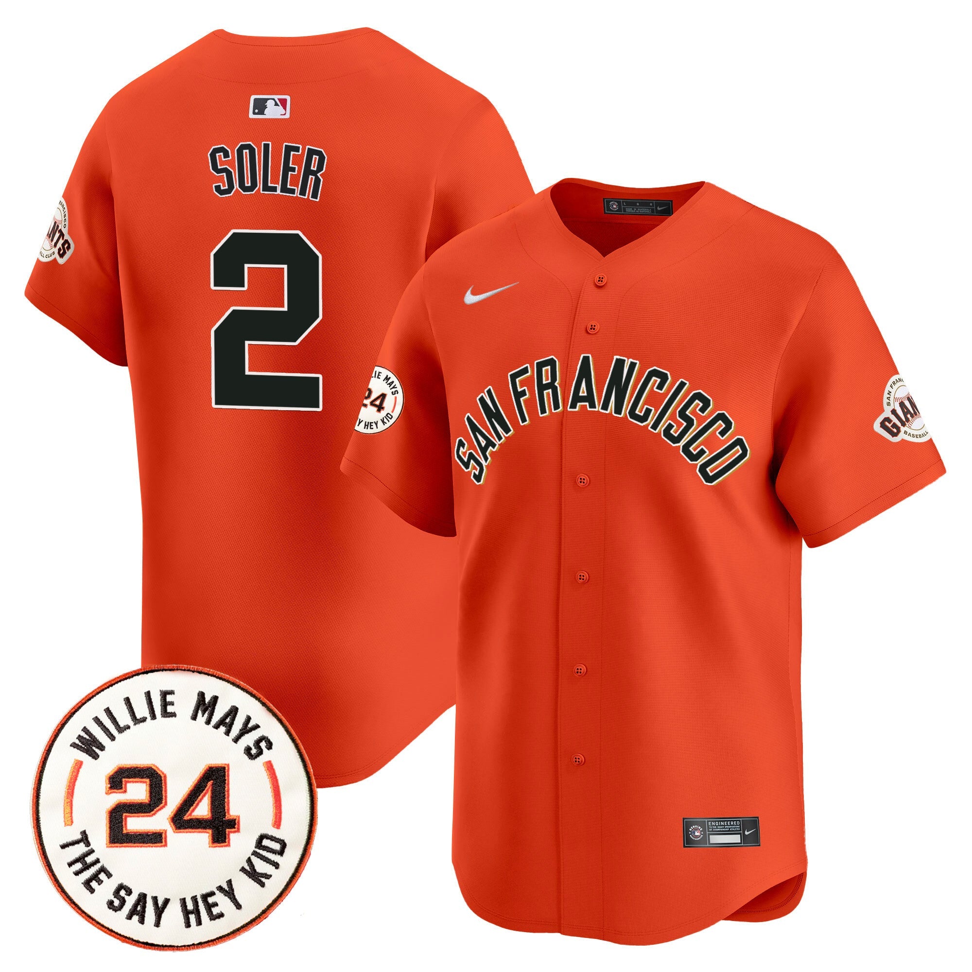 Men’s San Francisco 2024 Willie Mays Patch Vapor Premier Limited Jersey V5