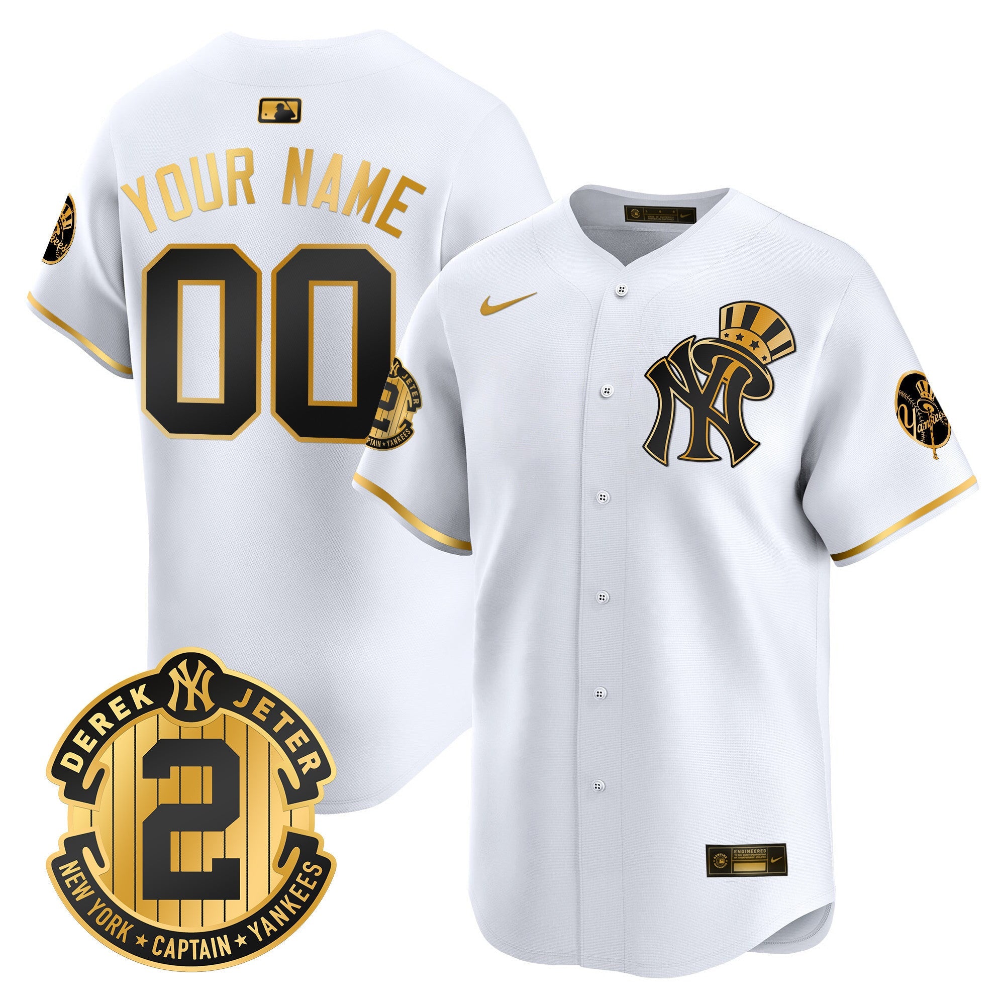 New York Derek Jeter Patch Vapor Premier Limited Custom Jersey V2