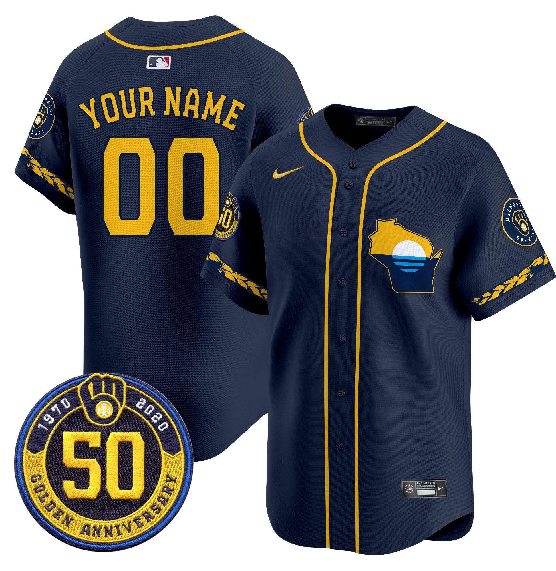 Milwaukee Golden 50th Anniversary Patch Vapor Premier Limited Custom Jersey