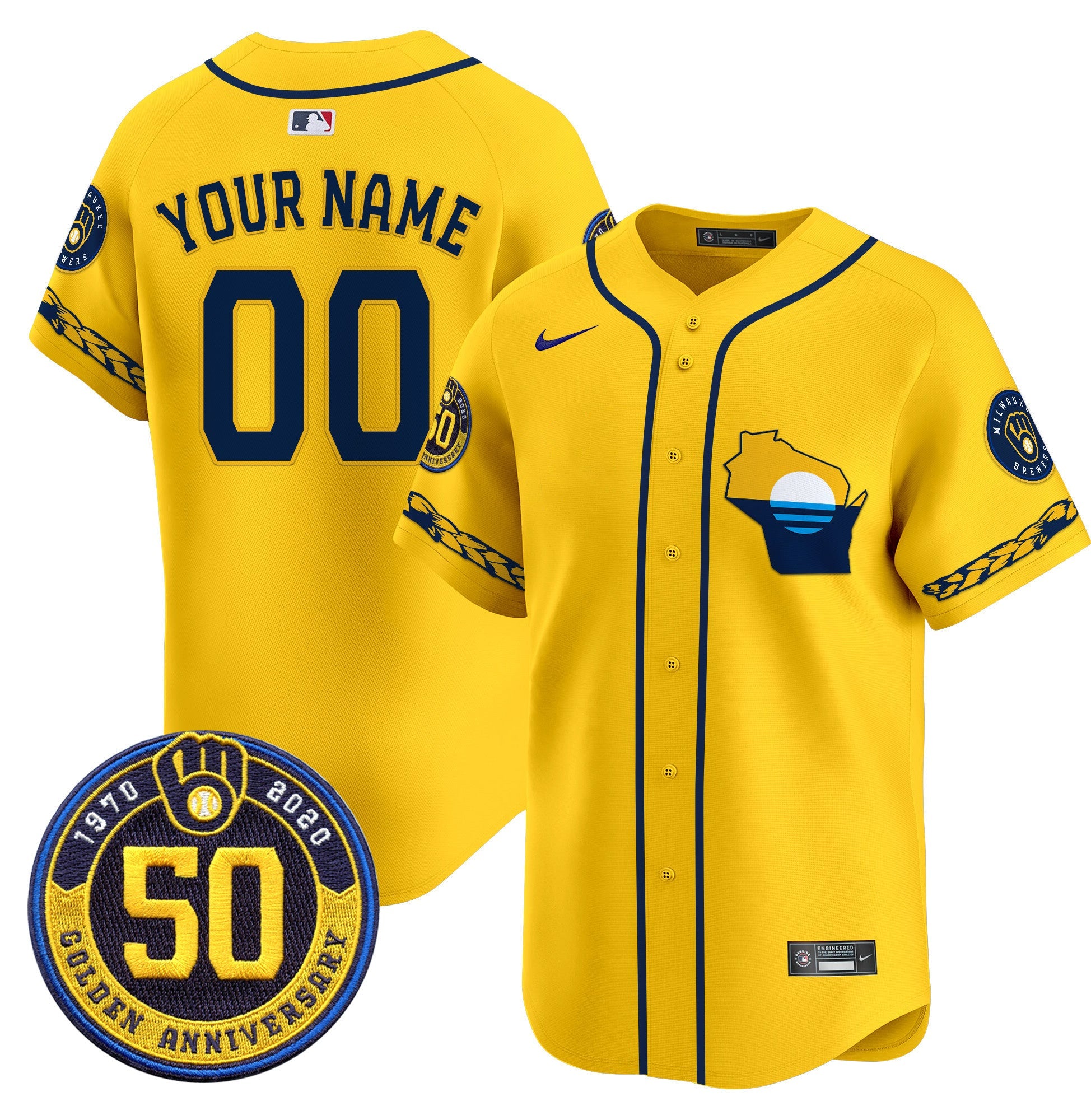 Milwaukee Golden 50th Anniversary Patch Vapor Premier Limited Custom Jersey