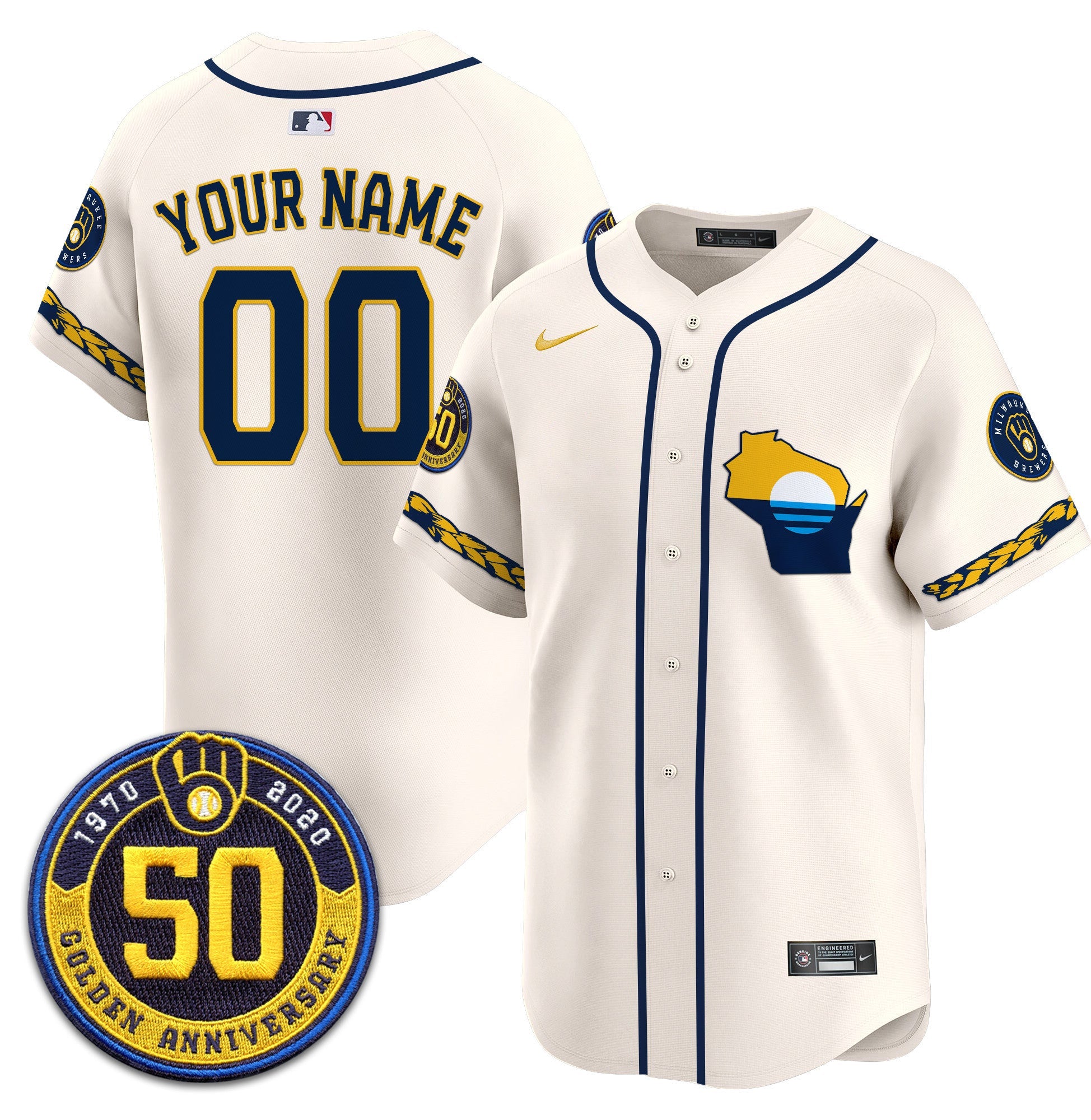 Milwaukee Golden 50th Anniversary Patch Vapor Premier Limited Custom Jersey