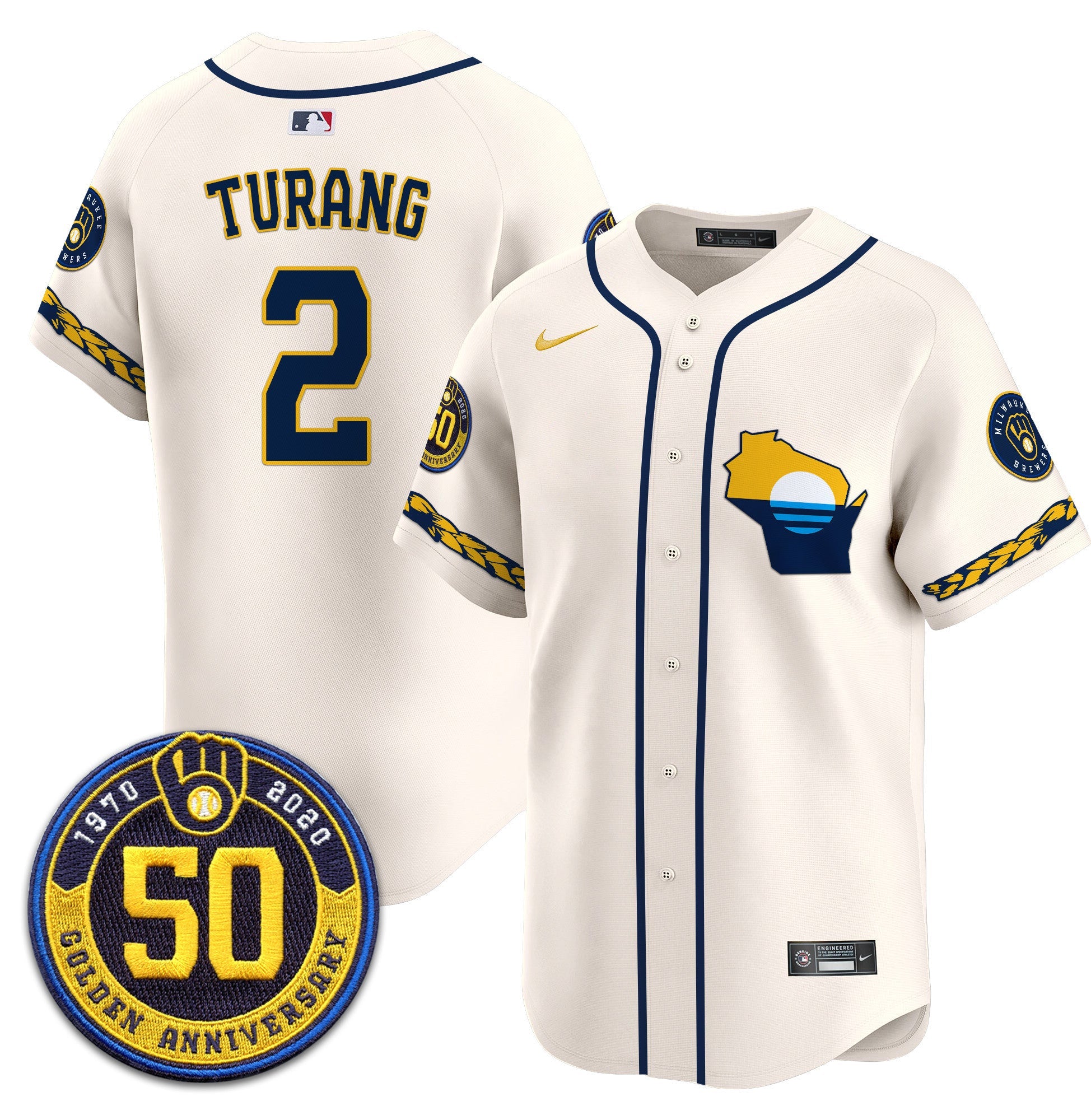 Men’s Milwaukee Golden 50th Anniversary Patch Vapor Premier Limited Jersey