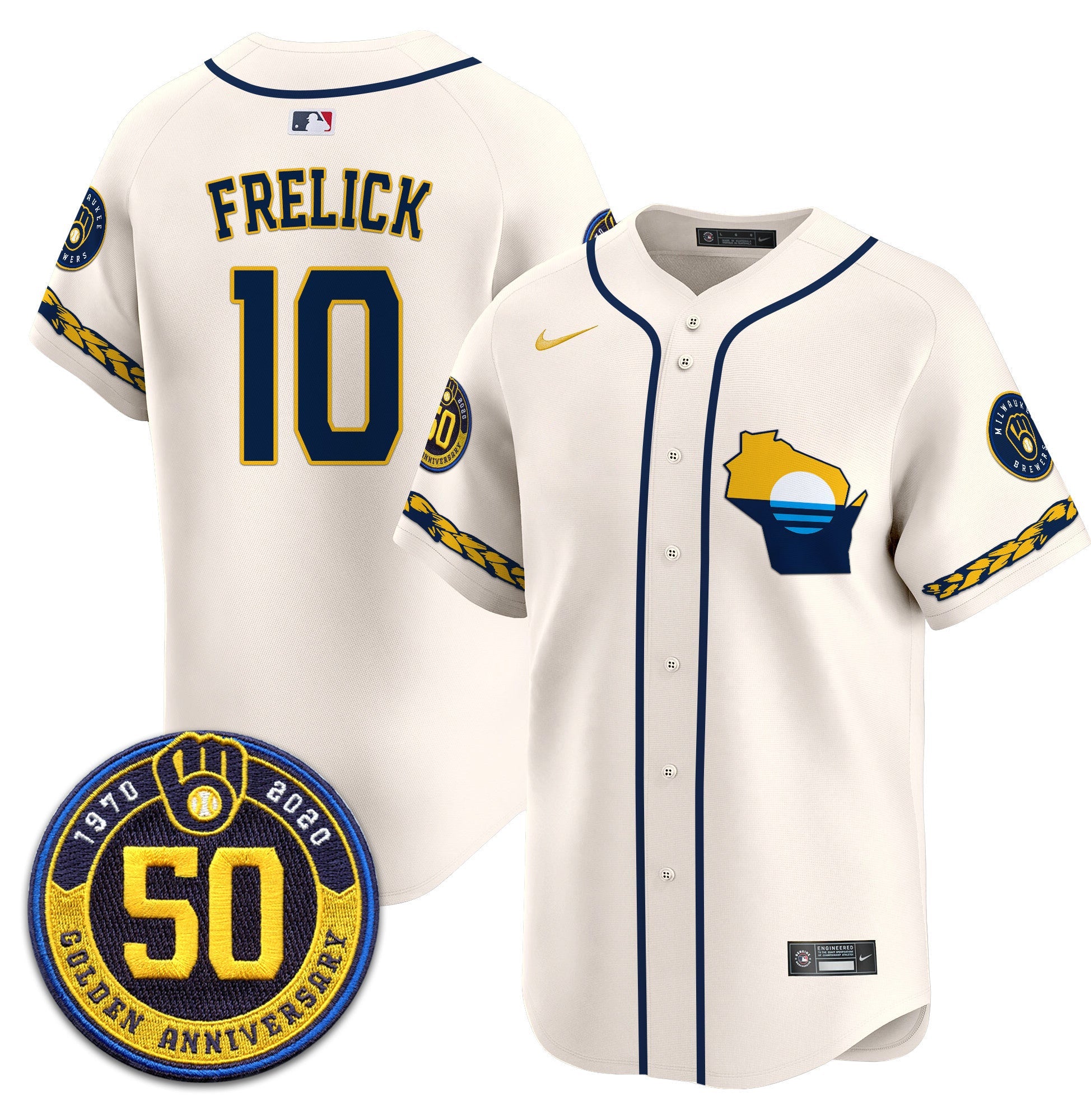 Men’s Milwaukee Golden 50th Anniversary Patch Vapor Premier Limited Jersey