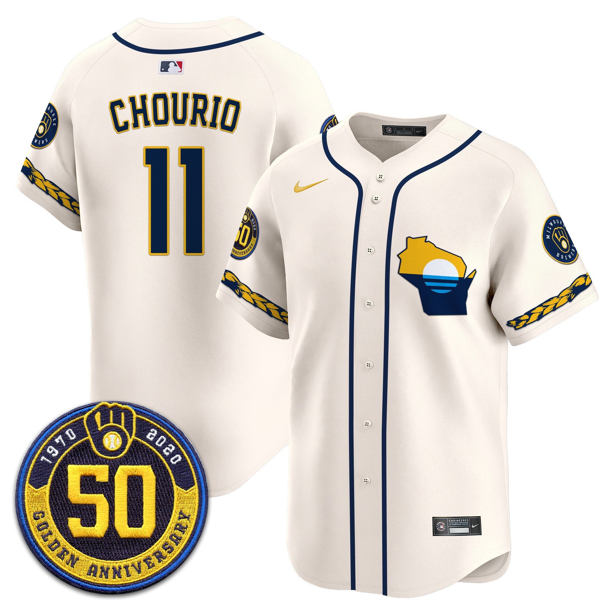 Men’s Milwaukee Golden 50th Anniversary Patch Vapor Premier Limited Jersey