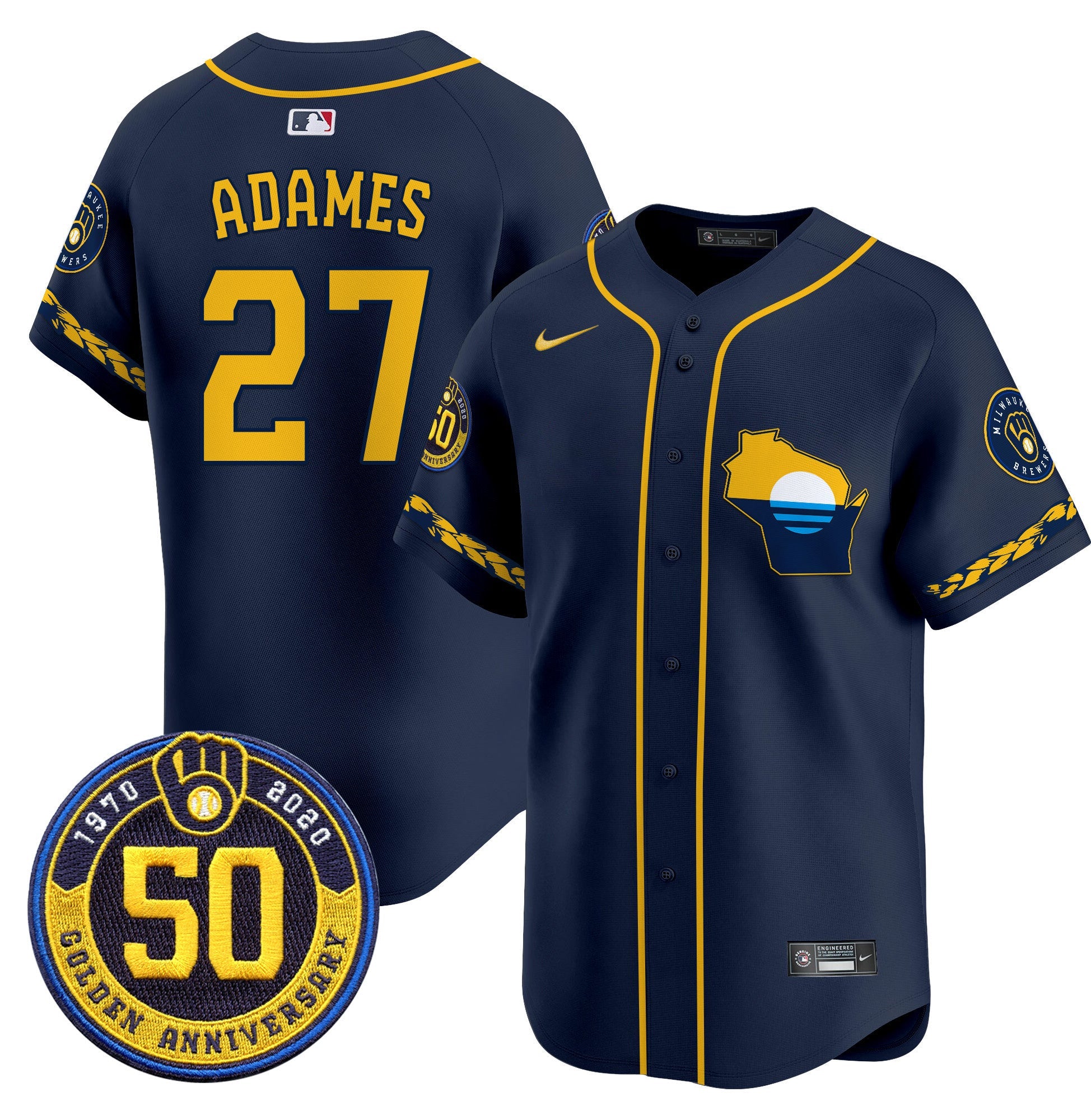 Men’s Milwaukee Golden 50th Anniversary Patch Vapor Premier Limited Jersey