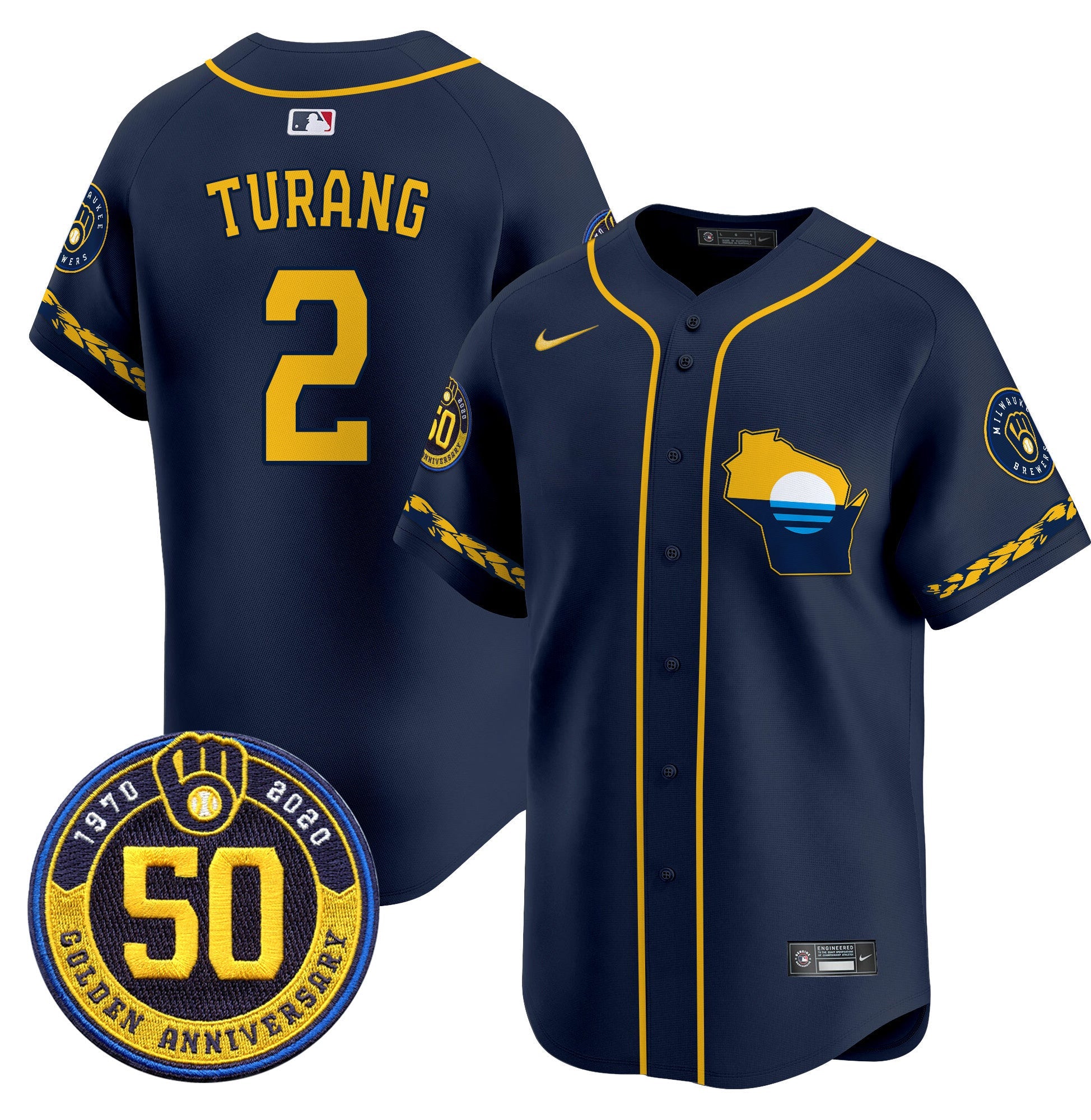 Men’s Milwaukee Golden 50th Anniversary Patch Vapor Premier Limited Jersey