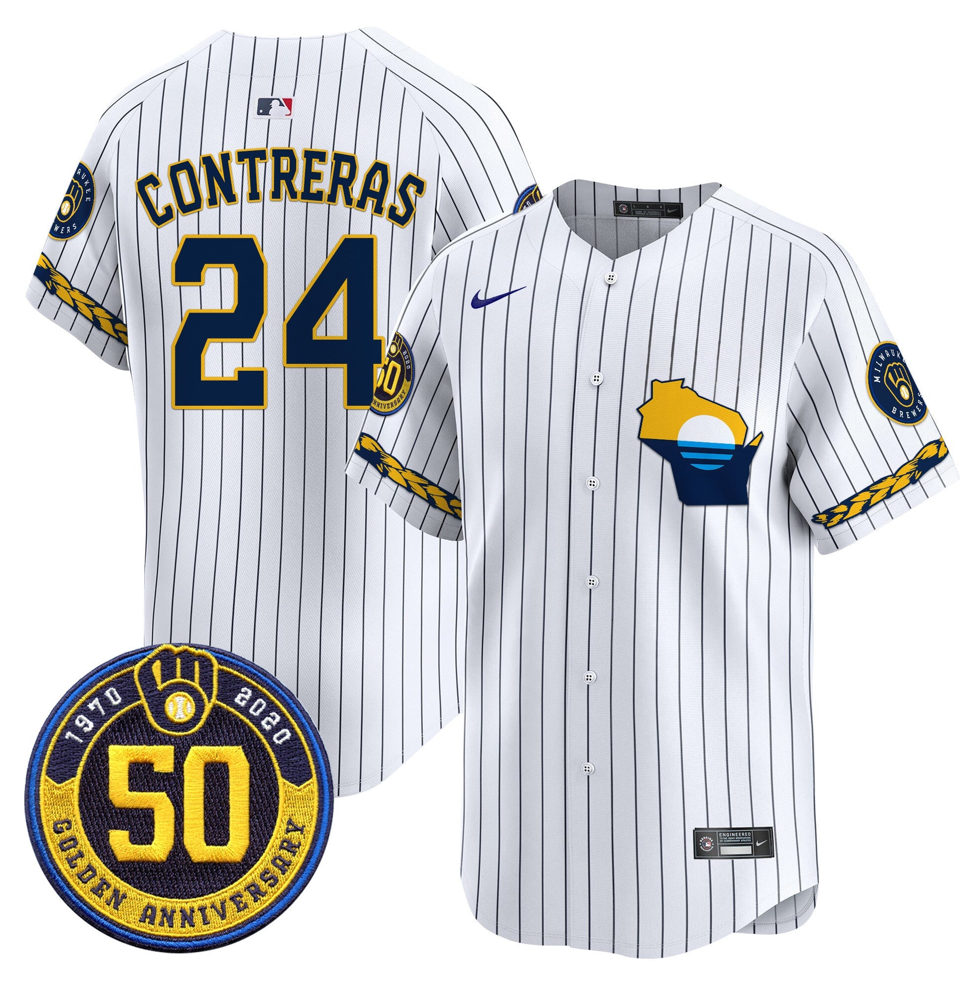 Men’s Milwaukee Golden 50th Anniversary Patch Vapor Premier Limited Jersey