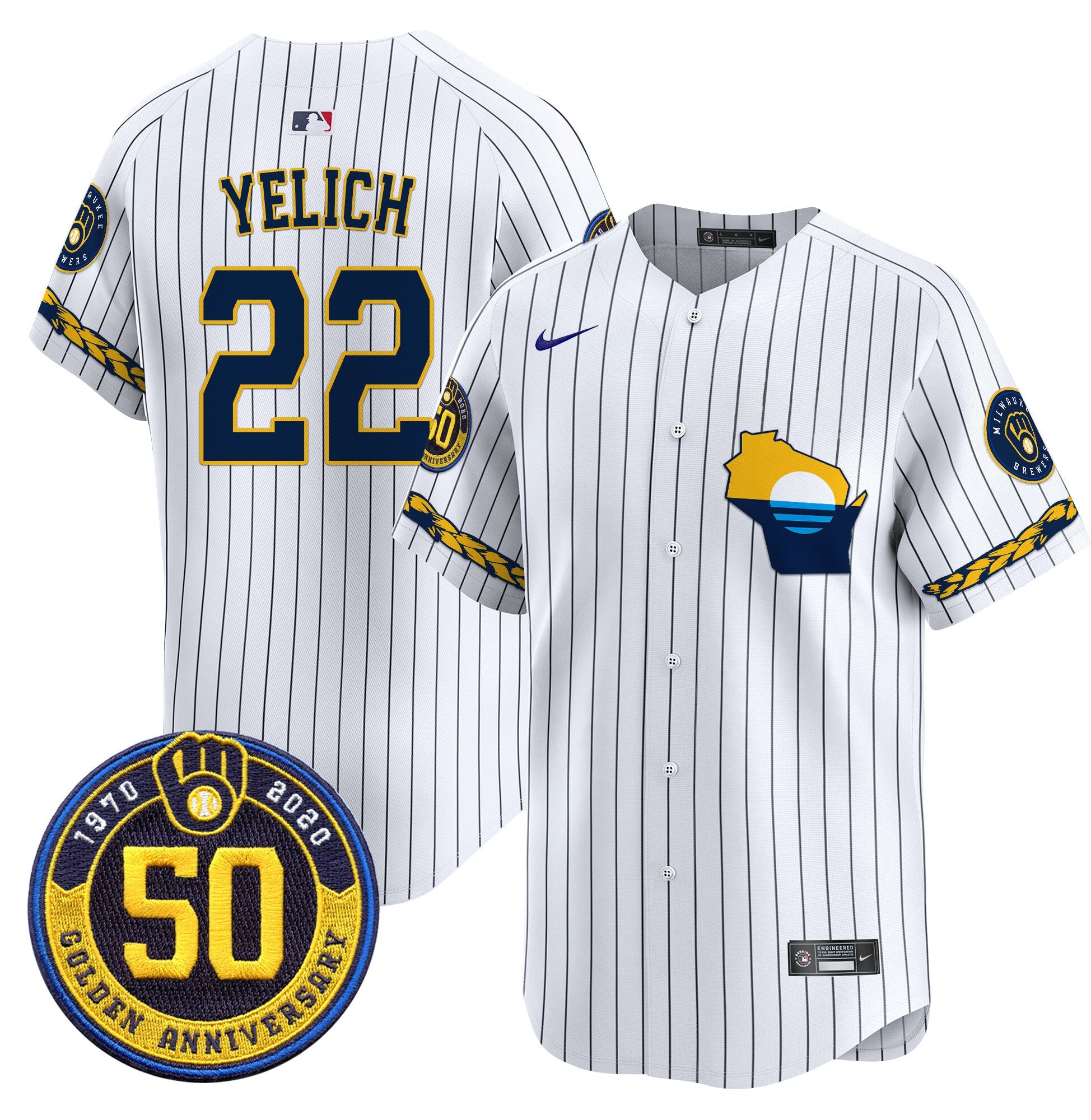 Men’s Milwaukee Golden 50th Anniversary Patch Vapor Premier Limited Jersey