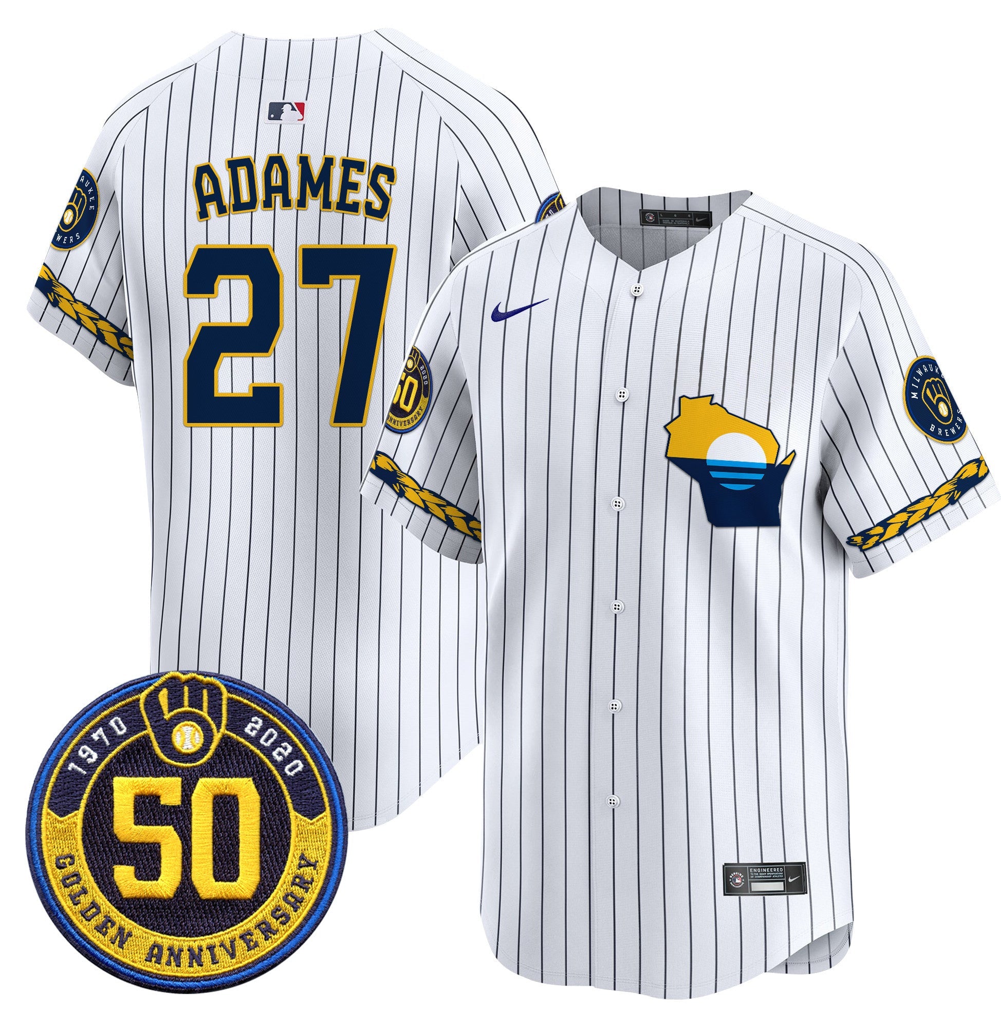 Men’s Milwaukee Golden 50th Anniversary Patch Vapor Premier Limited Jersey