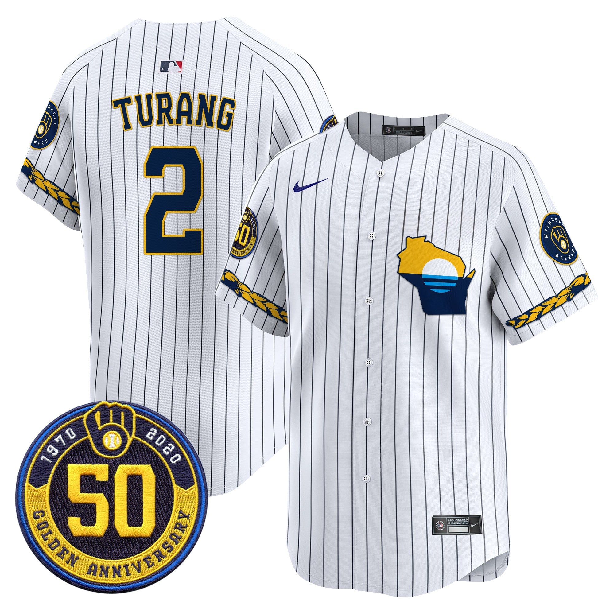 Men’s Milwaukee Golden 50th Anniversary Patch Vapor Premier Limited Jersey