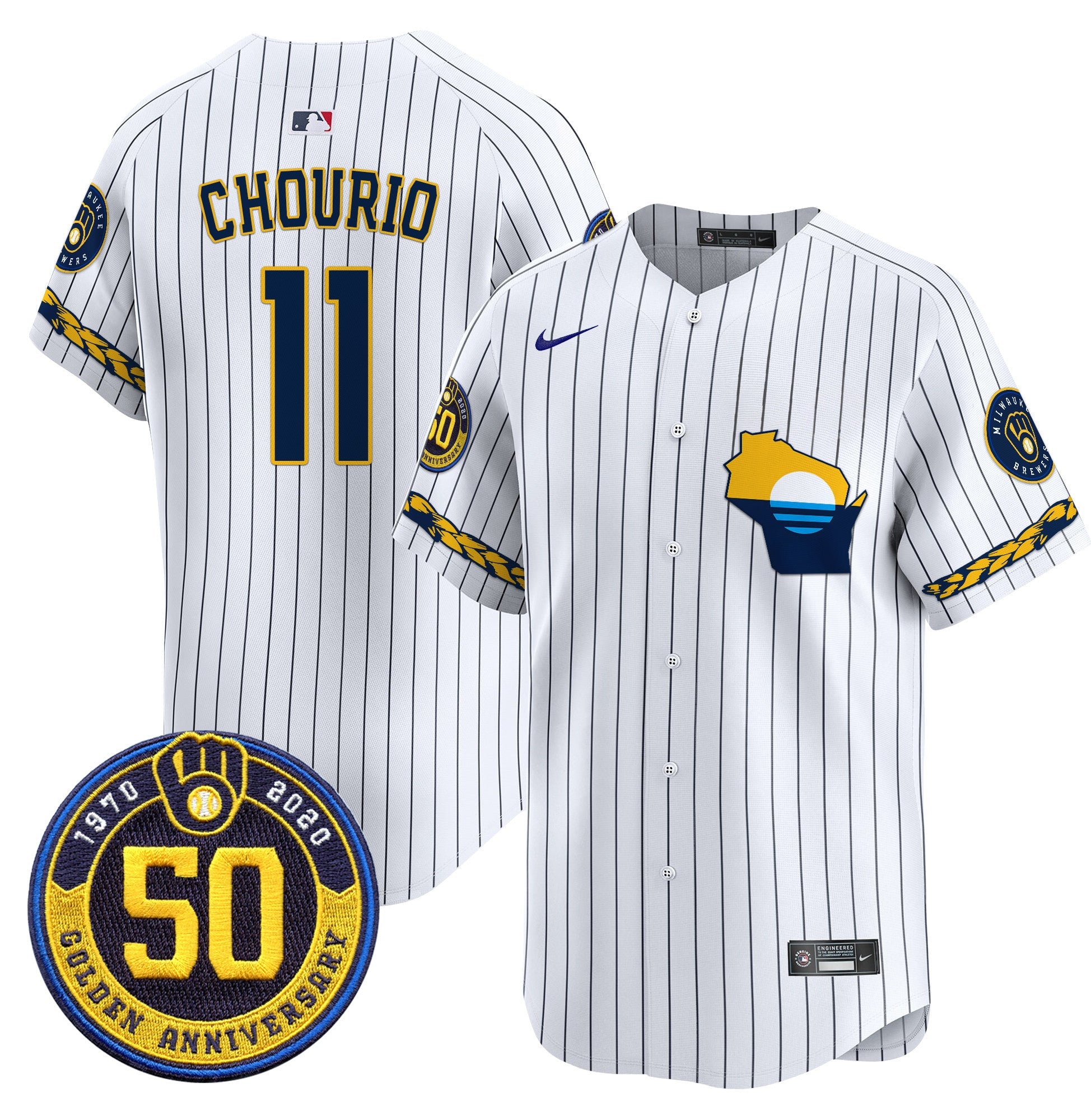 Men’s Milwaukee Golden 50th Anniversary Patch Vapor Premier Limited Jersey